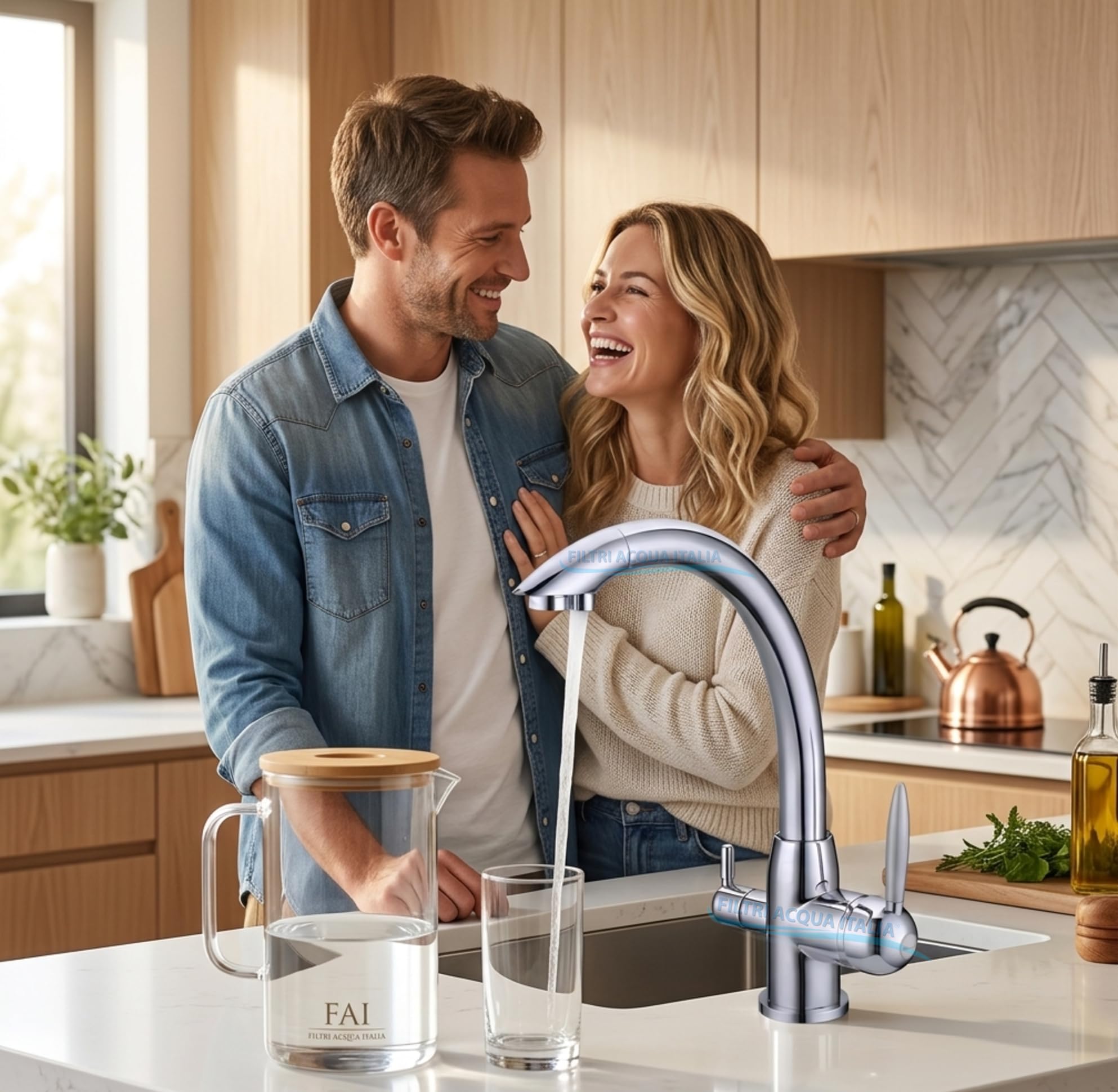 Rubinetto 3 Vie Depuratore Acqua Osmosi Inversa Calda Fredda Filtrata
