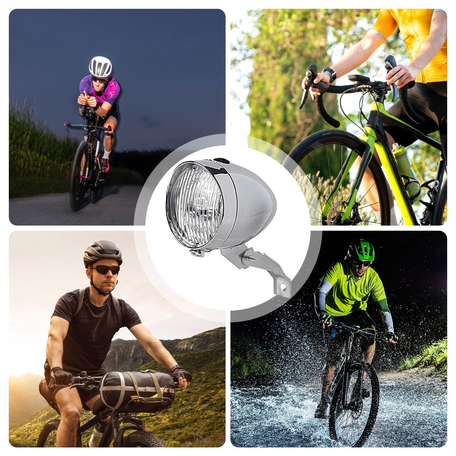 Illuminazione per bicicletta, Lampada Frontale Retro a 3 LED, Strumento Luminoso Impermeabile per la Guida di Notte, Ciclismo, Scooter, Accessorio da Esterno Compatto, Design Facile da Installare
