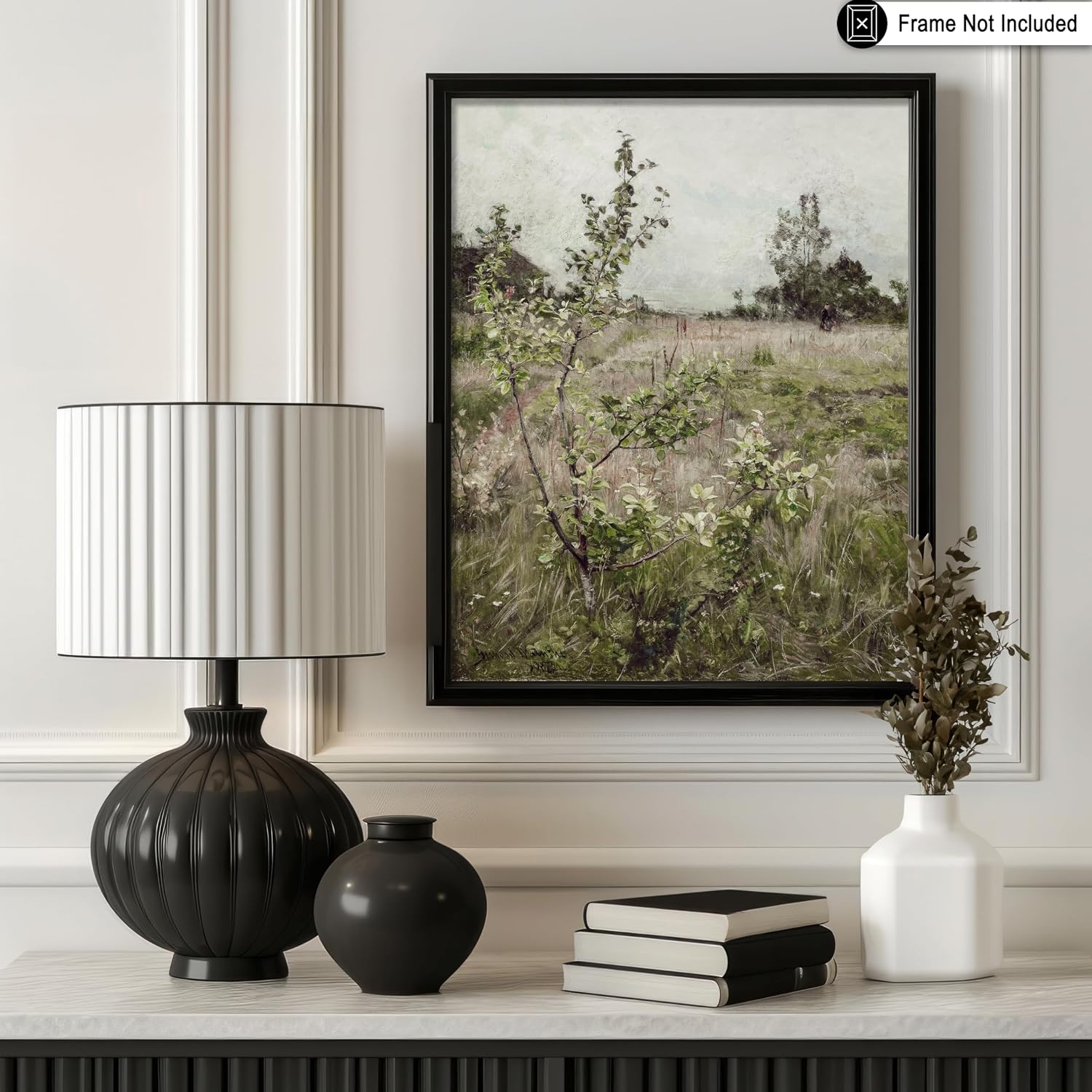 Poster Master Vintage Field of Meadows Poster - Retro Countryside Landscape Painting Print - Nature Art - Gift for Men & Women - Decor for Farmhouse, Living Room, or Bedroom - 8x10 UNFRAMED Wall Art