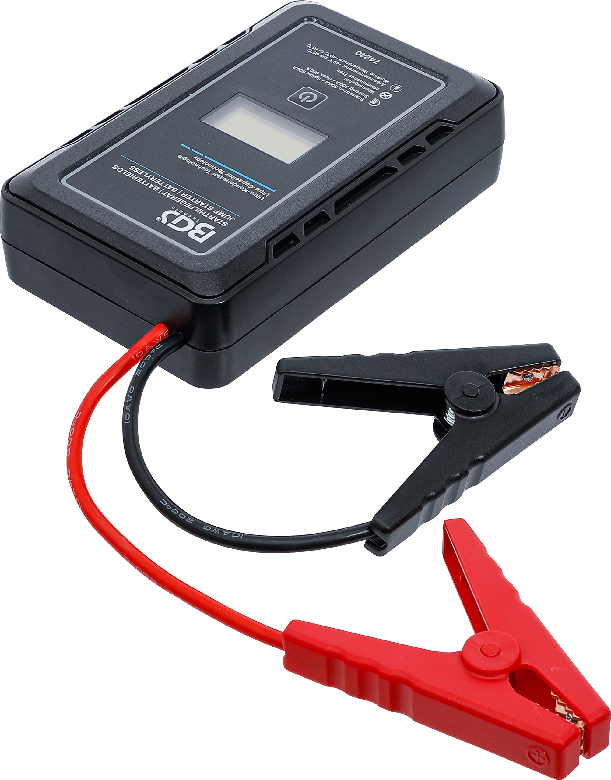 BGS 74240 | Arrancador | sin batería | con tecnología de ultracondensadores | 12 V / 300 A / 600 A | Con tecnología de ultracondensador, para vehículos de 12 V, pantalla LCD, protección contra polaridad inversa y cortocircuito