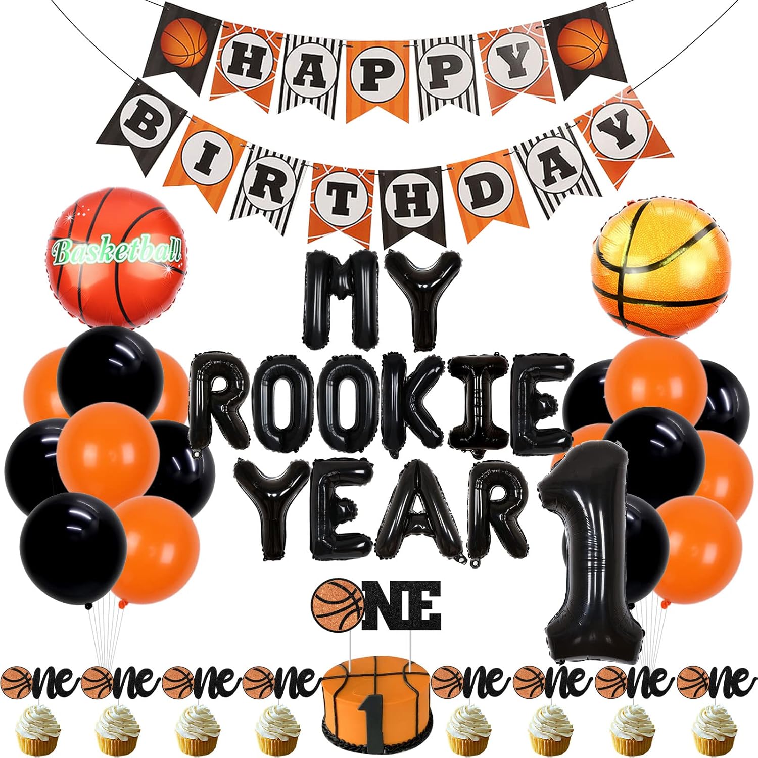 My Rookie Year 1st Birthday Decorations, Basketball Theme
