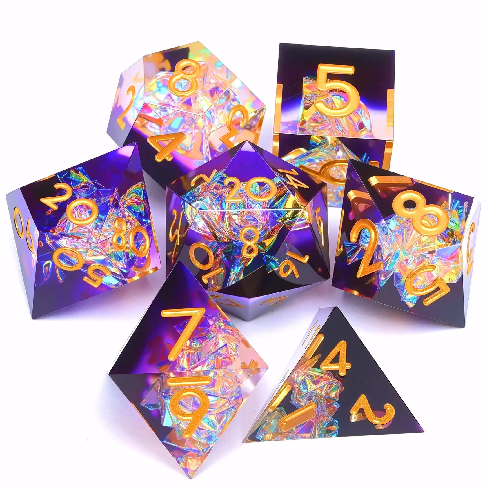 Juego de dados de Dungeons and Dragons D&D, juego de dados de resina DND de poliedro, utilizado para juegos de rol, juego de dados Magic Pathfinder, juego de dados DND (7 piezas)