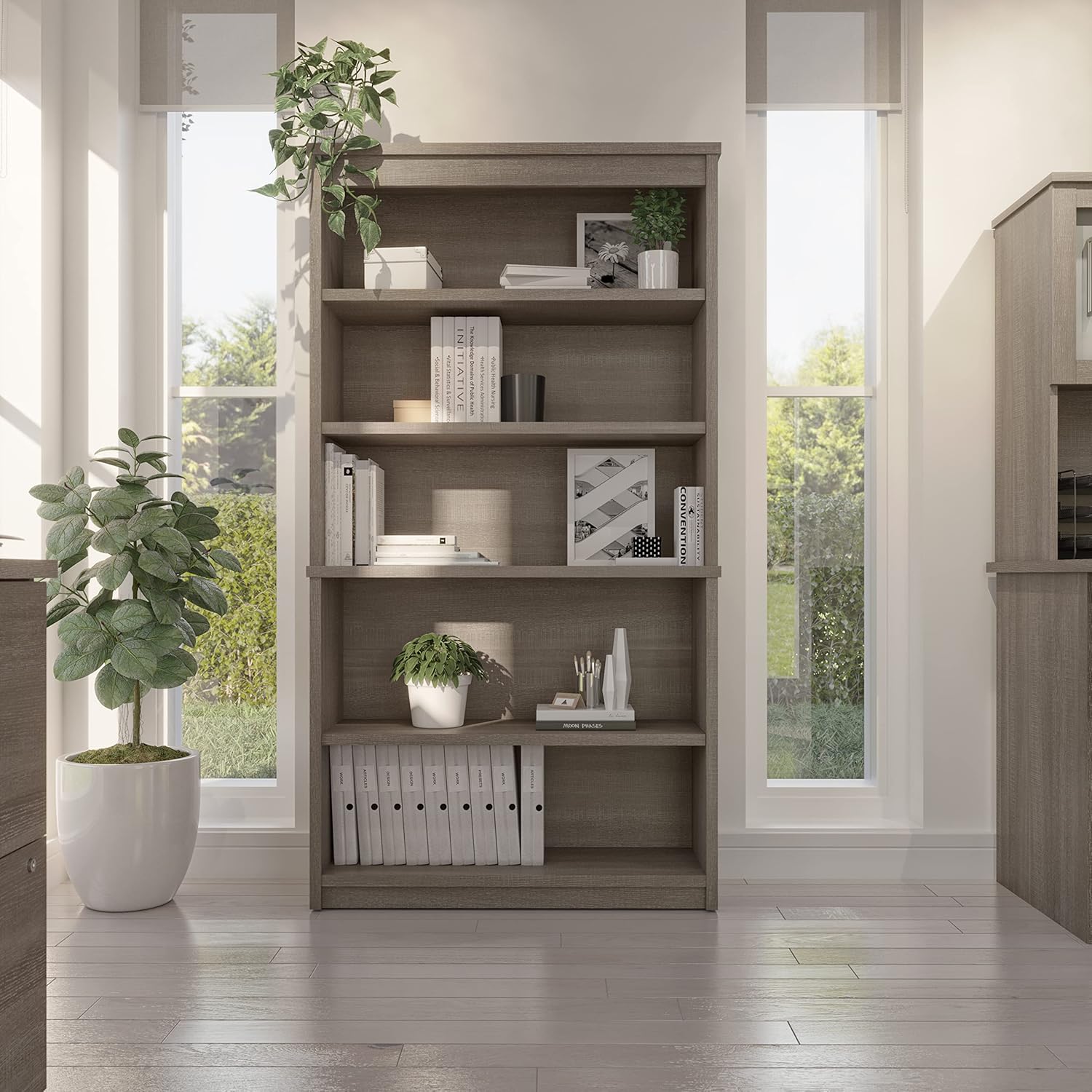Bestar Pur 33W Corner Closet Organizer in bark Grey