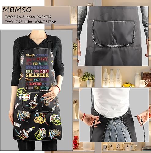 Miniatura 3 de MBMSO Delantal de artista de pintura con bolsillos, regalos para pintores, amantes del arte, regalo para profesores de arte, estudiantes, pintor,