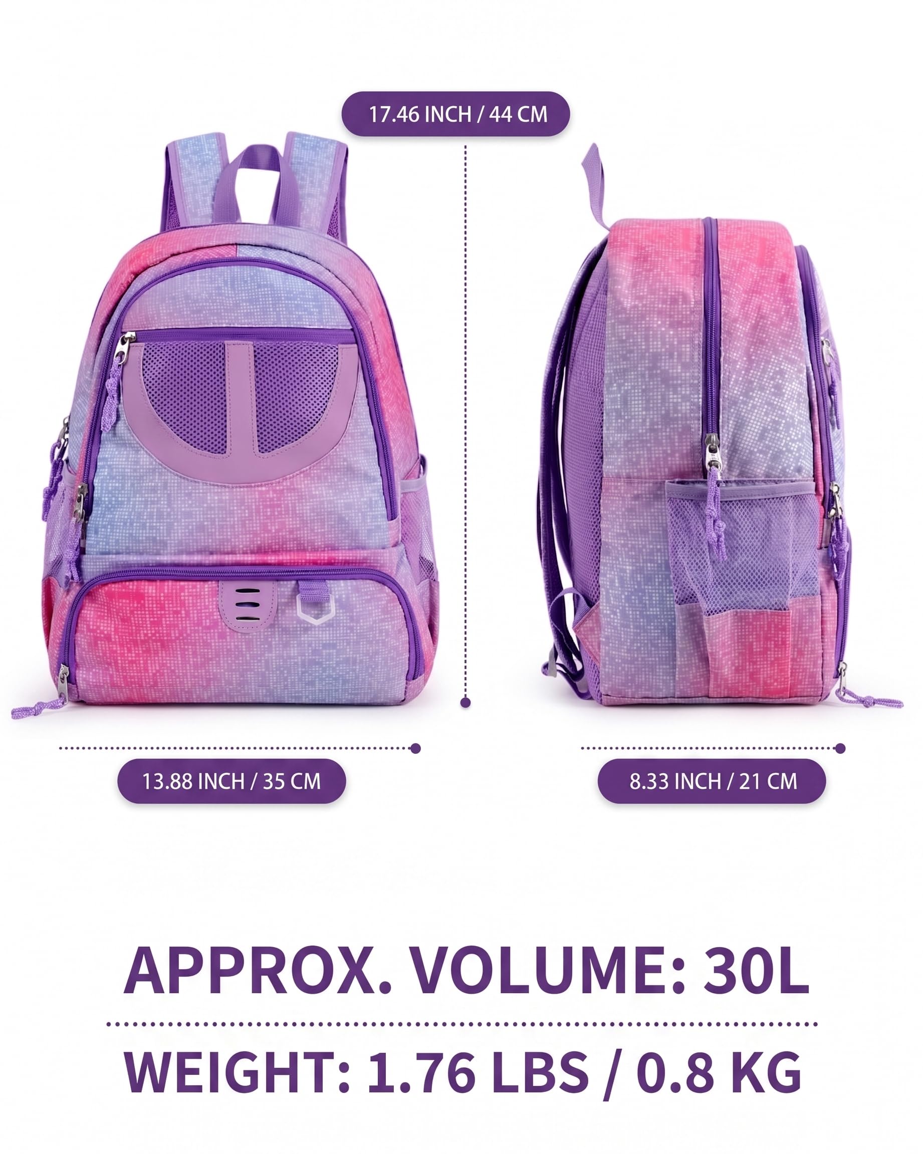 Basketballtasche für Damen und Herren, mit Ball- und Schuhfach, 30 l Fassungsvermögen, leicht, atmungsaktiv, für Mädchen und Jungen, Fußballtasche, Rucksack, passend für Volleyball, Fußball, Sport