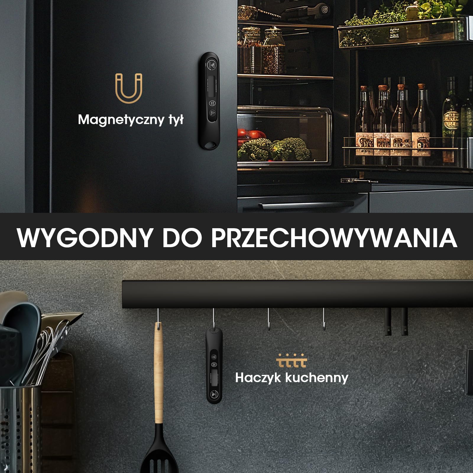 DOQAUS Cyfrowy termometr do mięsa, błyskawiczny termometr do żywności z podświetlanym ekranem LCD, składana długa sonda i automatyczne włączanie/wyłączanie, termometr do grilla, termometr do kuchni, g