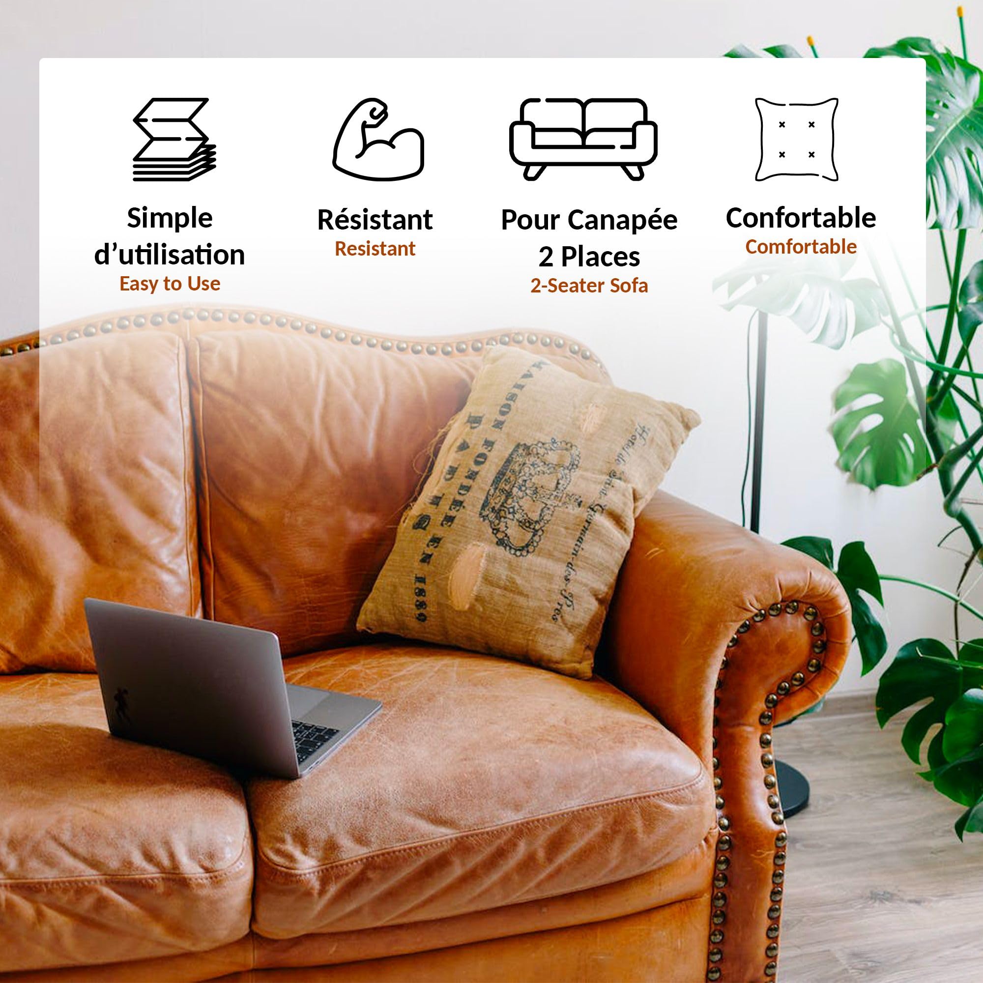 Rectificador de Sofá, Sillón, 2 Plazas o Colchón 90/120 cm - Tablas de Refuerzo Listones de Fibra de Madera - Fabricado en Francia - 110 X 48 cm - Marrón