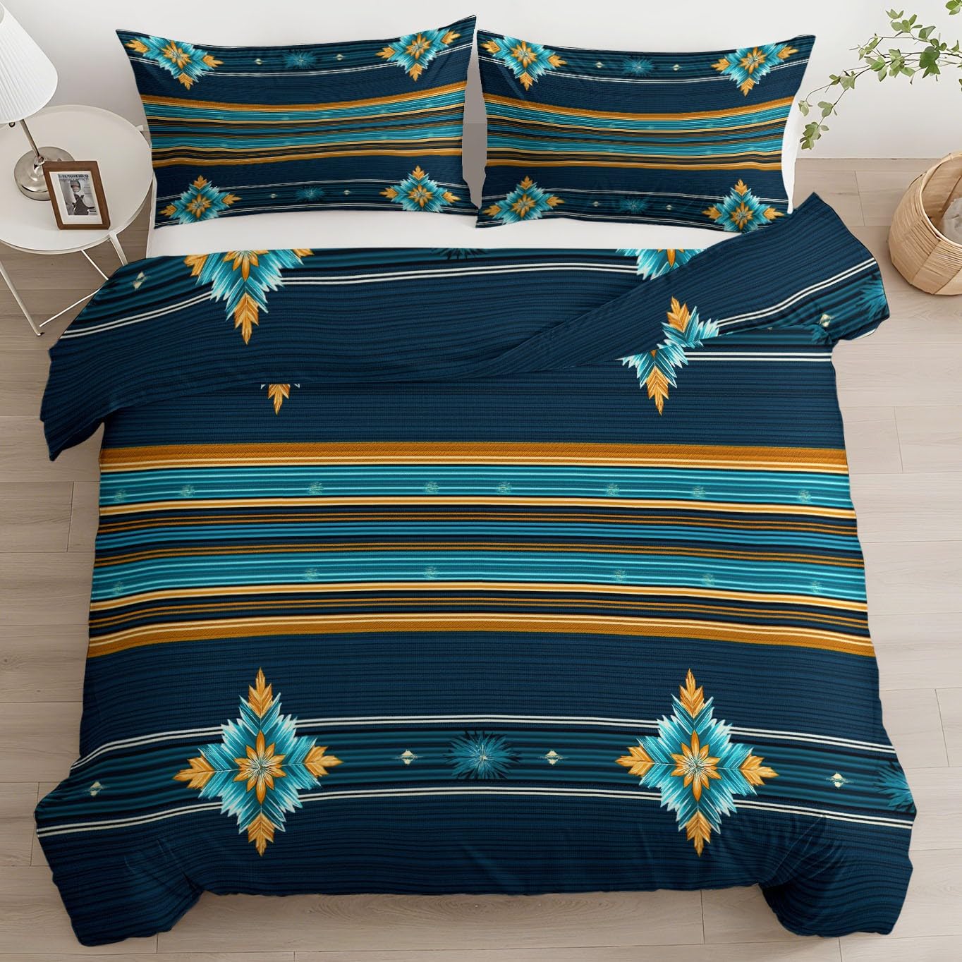 Ensemble de literie en microfibre douce 220x240 cm avec motif texture symétrie