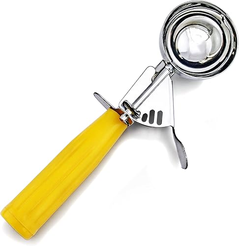 Miniatura 8 de Cuisinox Cuchara de helado, cuchara de porción de comida para servir y preparar, acero inoxidable Spring Action, azul #16 (2 onzas)