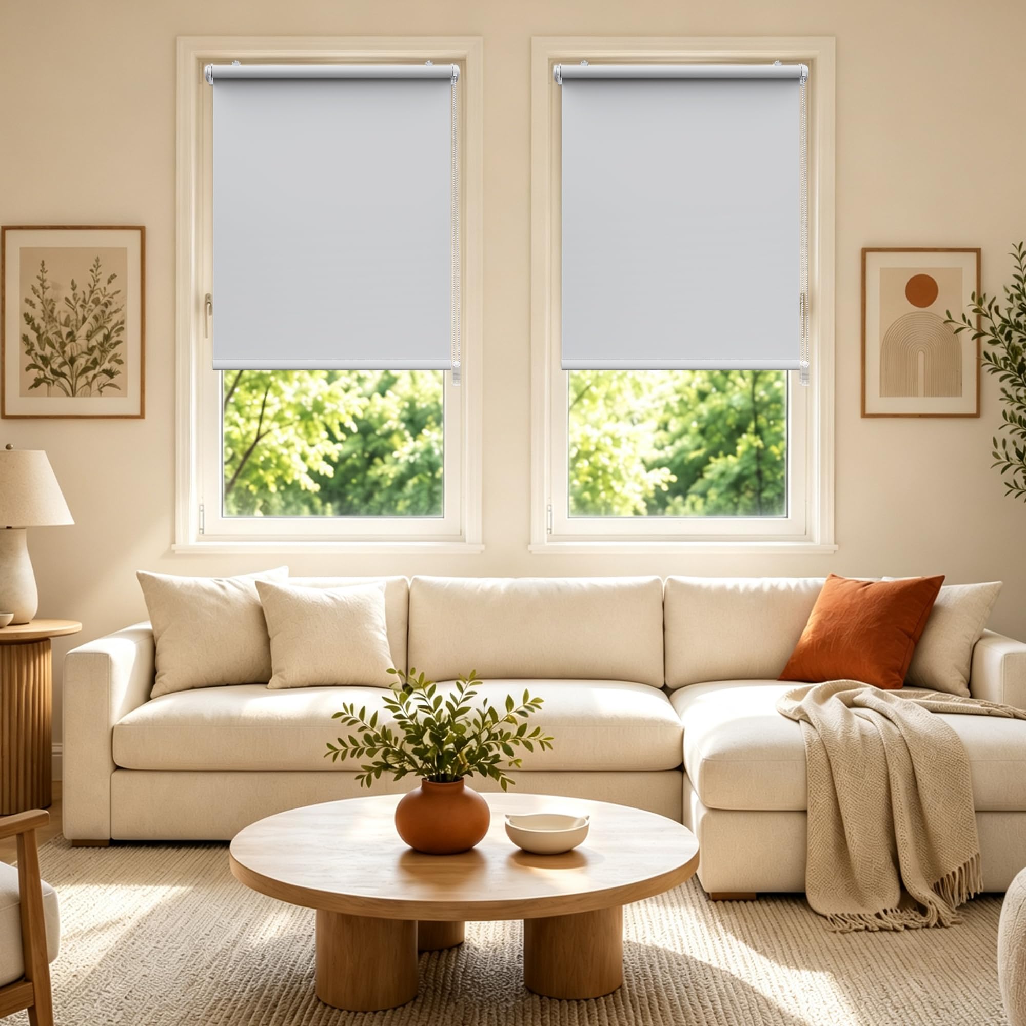 HOMEDEMO Verdunklungsrollo ohne Bohren B115 × H230 cm, Weiß