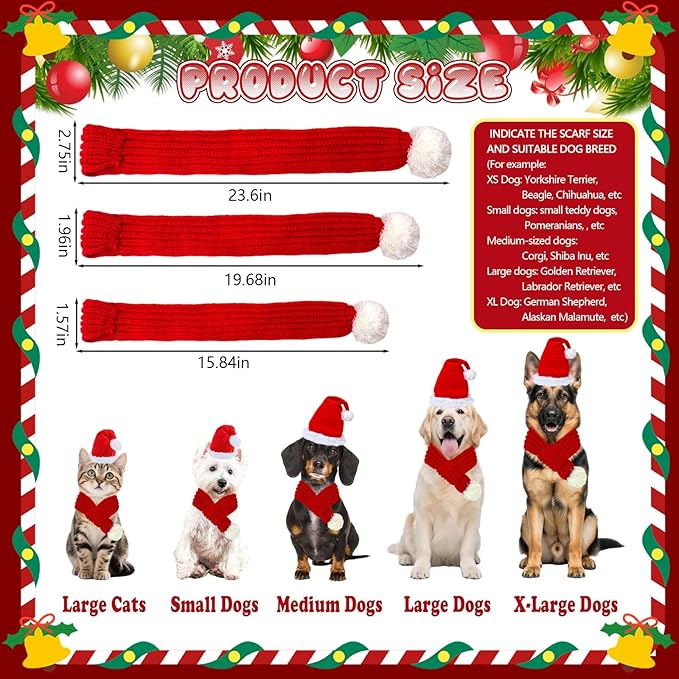 Gorro de Santa para Perros Grandes con Bufanda Ajustable miniatura 3
