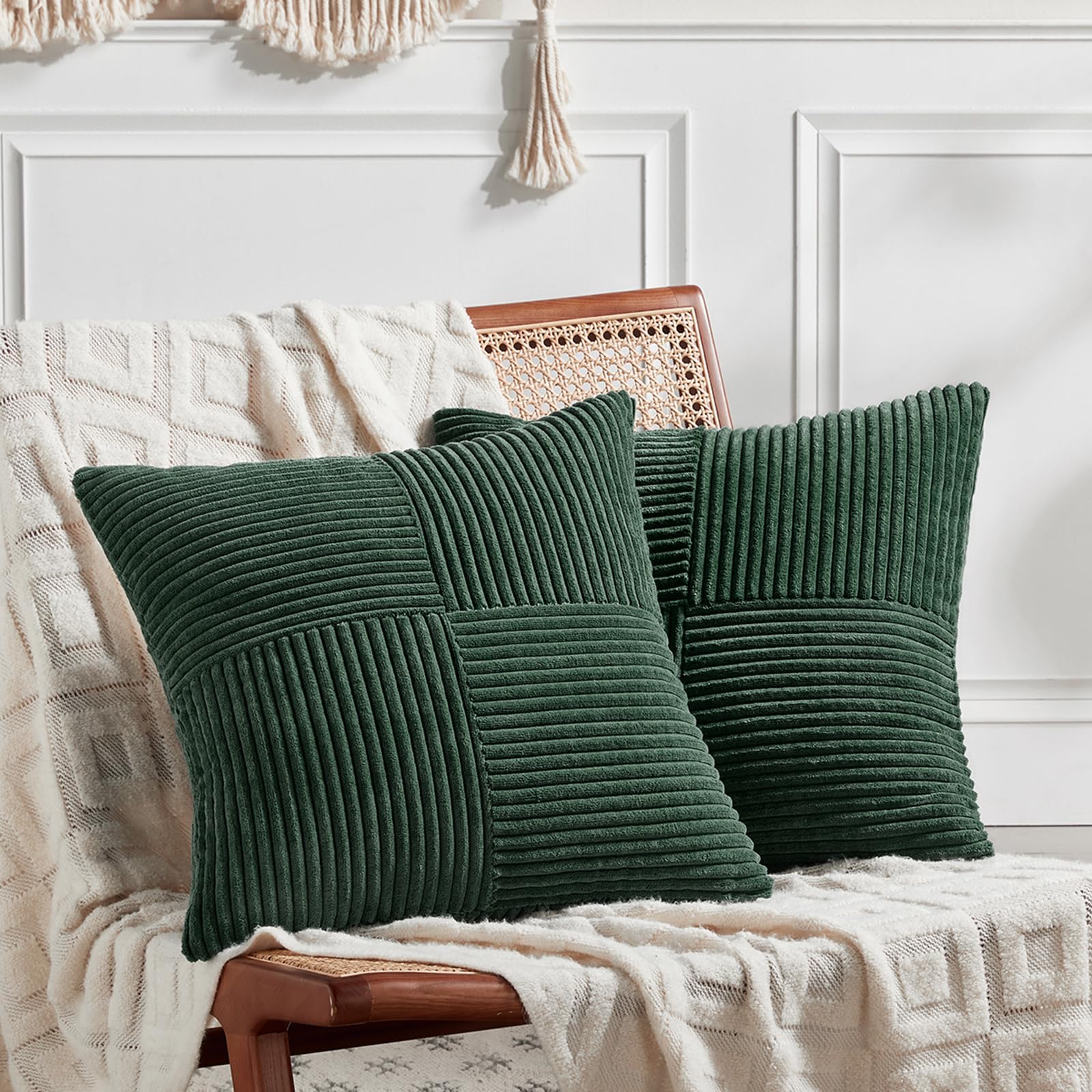 Amazon.com: Fancy Homi Set of 2 Dark Green Boho Decorative Throw