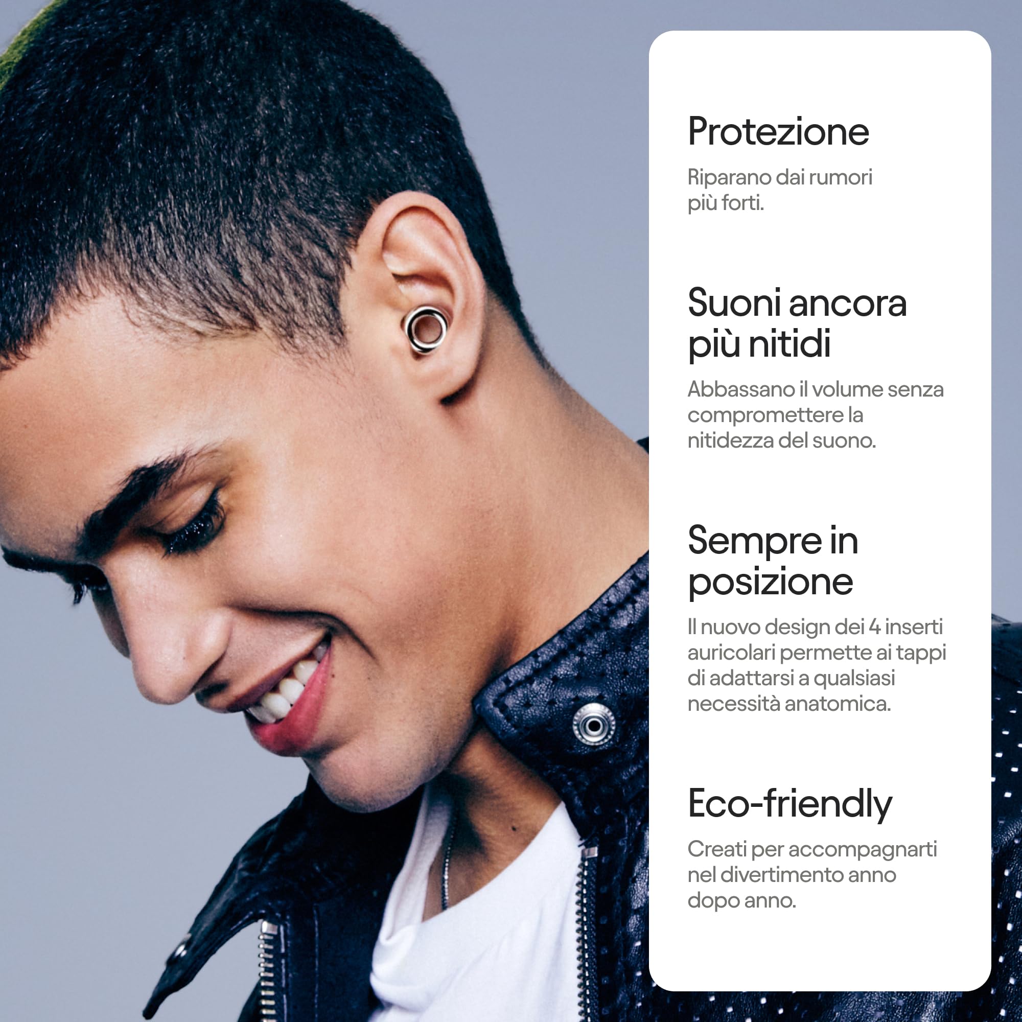 Loop Experience 2 Tappi orecchie – Protezione certificata dell’udito pensati per concerti e festival, eventi dal vivo e sportivi, musicisti e movida – Riduzione dei rumori da 17 dB (alta fedeltà)