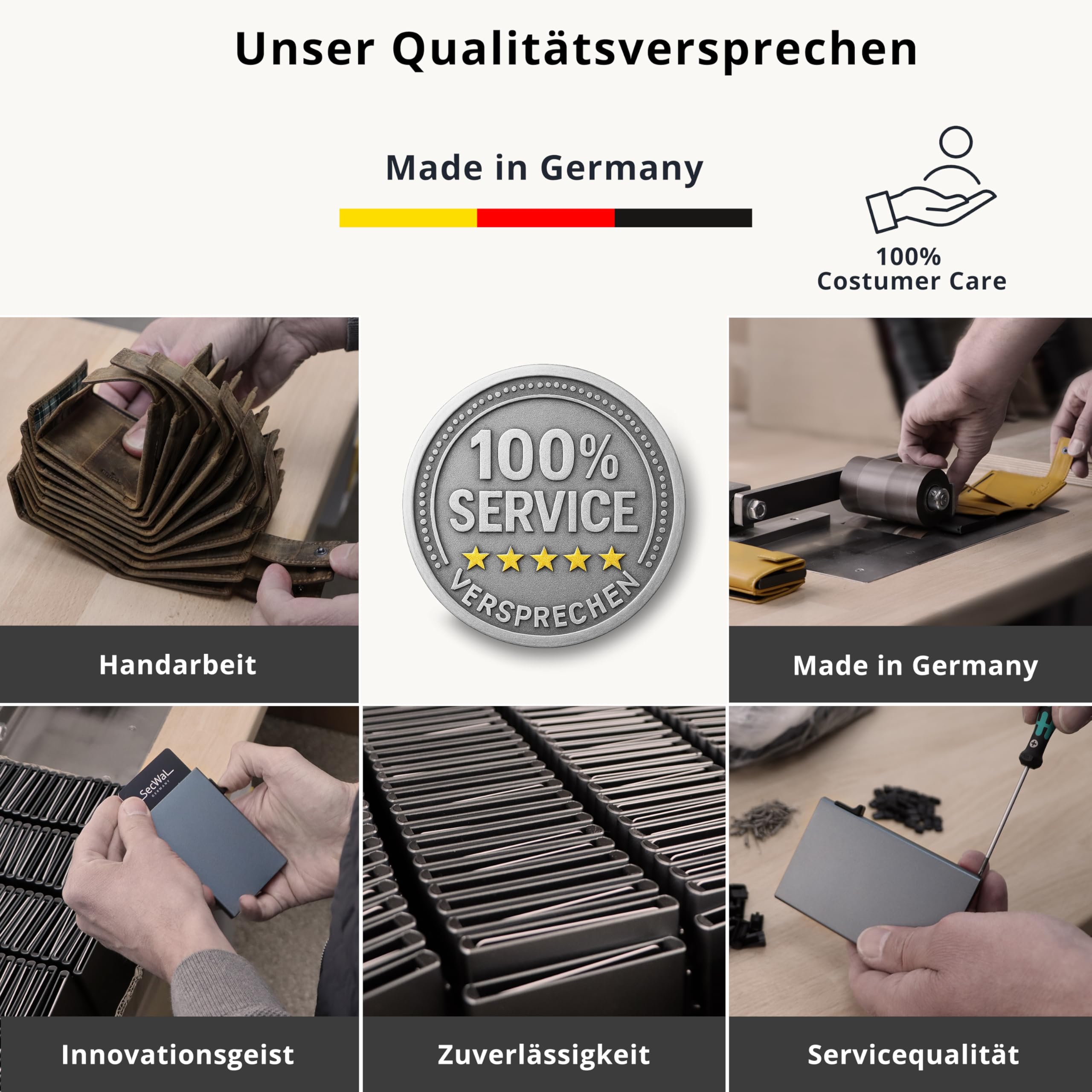 SecWal Kartenetui mit Münzfach Druckknopf inkl. Geschenkbox - Made in Germany - Echtleder Mini Geldbörse inkl. E-Book für Damen und Herren - RFID Schutz Portemonnaie Leder