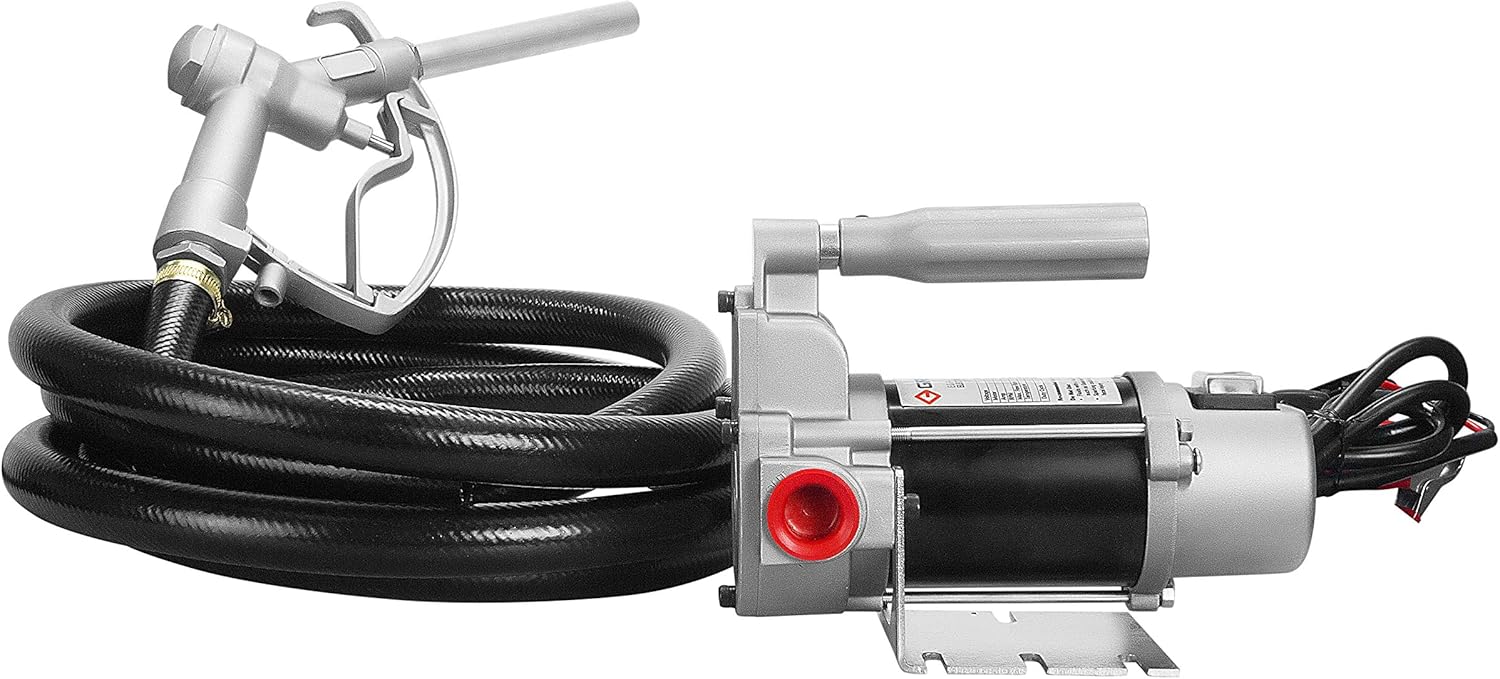 Groz 45530 12V DC Electric Diesel Pump Only, Base Mount, Complete with Lift Handle, Hose Barbs & Battery Cable