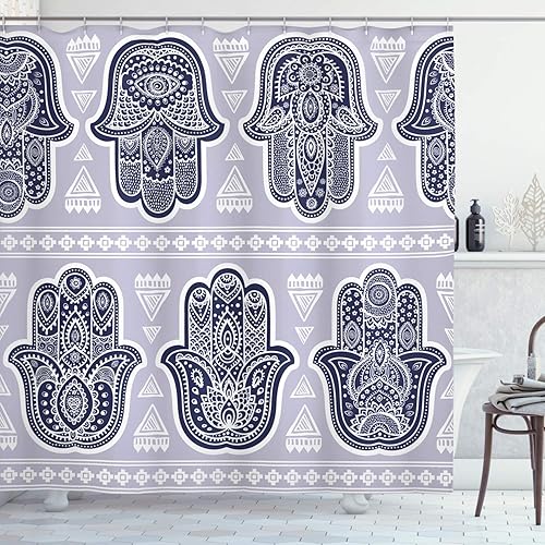 Miniatura 80 de Ambesonne Cortina de ducha amarilla, inspirada en pícnic, temática de los años 50, 60 y 70, estampado de lunares retro, juego de decoración de baño