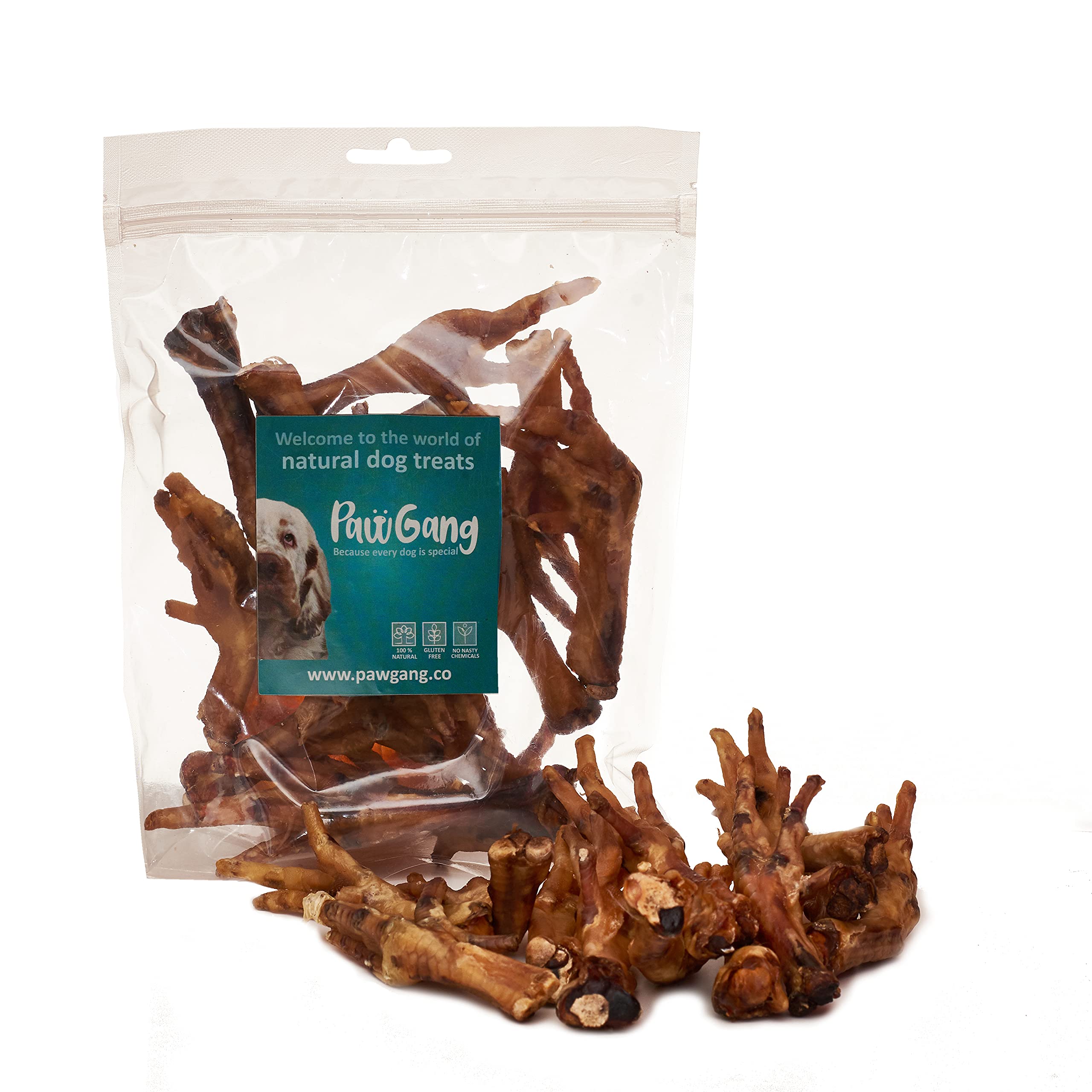 Chicken Feet 200g - 100% Natural Treats for Dogs Puppies Young Adult Old Small Large Dog - Tasty Air Dried Chews Snacks - Healthy Hypoallergenic - Low Fat Grain Free - BARF Raw