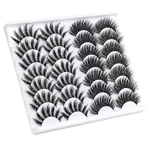 Miniatura 4 de Veleasha Pestañas postizas 3D de Mink sintético 3D de 18mm de largo, aspecto natural, pestañas postizas para maquillaje de ojos, paquete de 10 pares