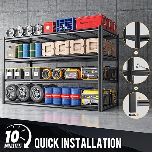 Miniatura 8 de Estantes de almacenamiento de 59.8 pulgadas de ancho x 59.8 pulgadas de alto x 24.2 pulgadas de profundidad, estantería de garaje de 2400 libras con