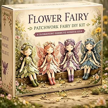 Tinywolf Fairy Patchwork DIY Collection, Flower Patchwork Sewing Kit for Beginners & Craft Enthusiasts, Fun Girls Craft Kit, Complete Sewing Materials Flower Fairy