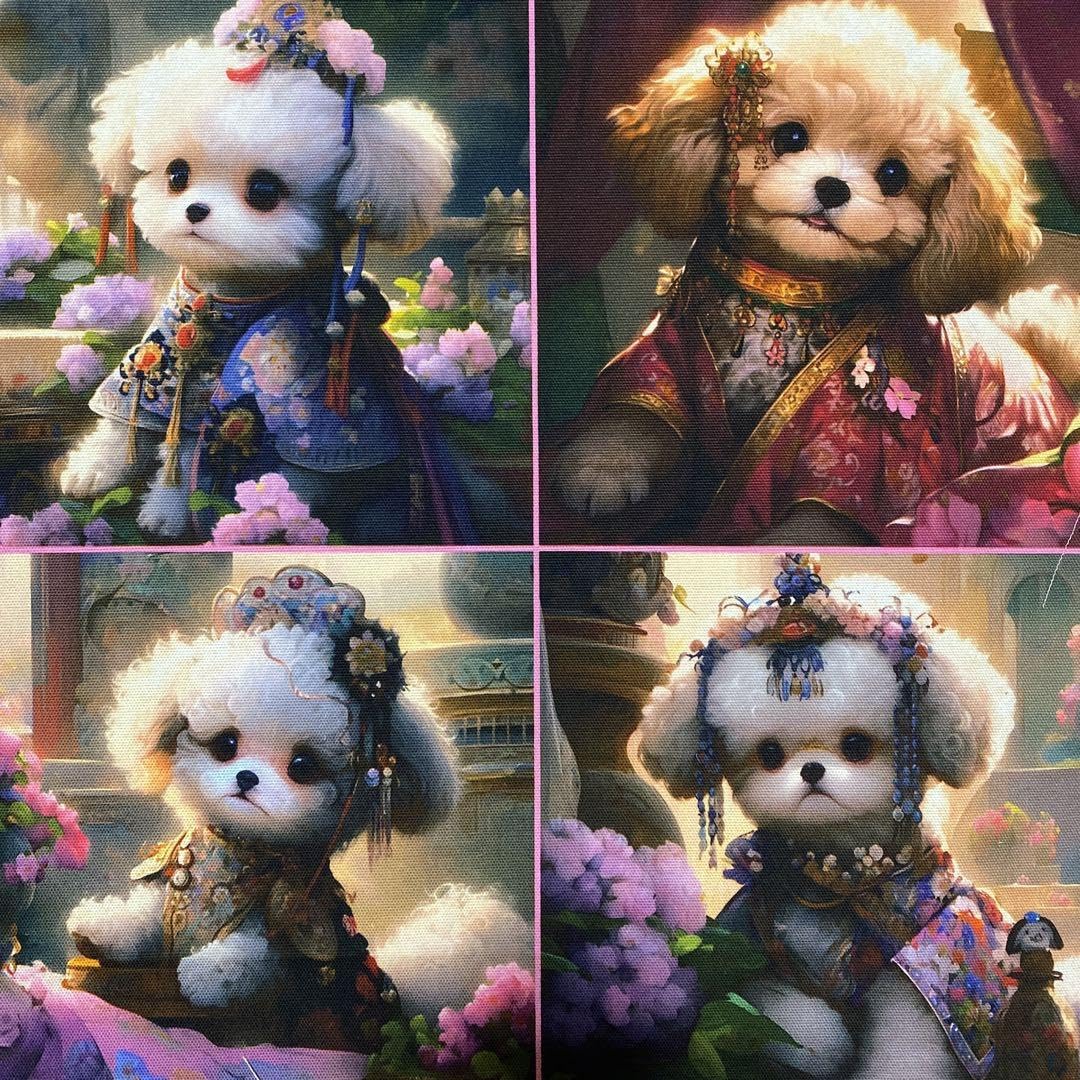 激レアトイプードルとうさぎパネル生地　ハンドメイド 激レアトイプードルとうさぎ、ペンギン、羊パネル生地 ハンドメイド