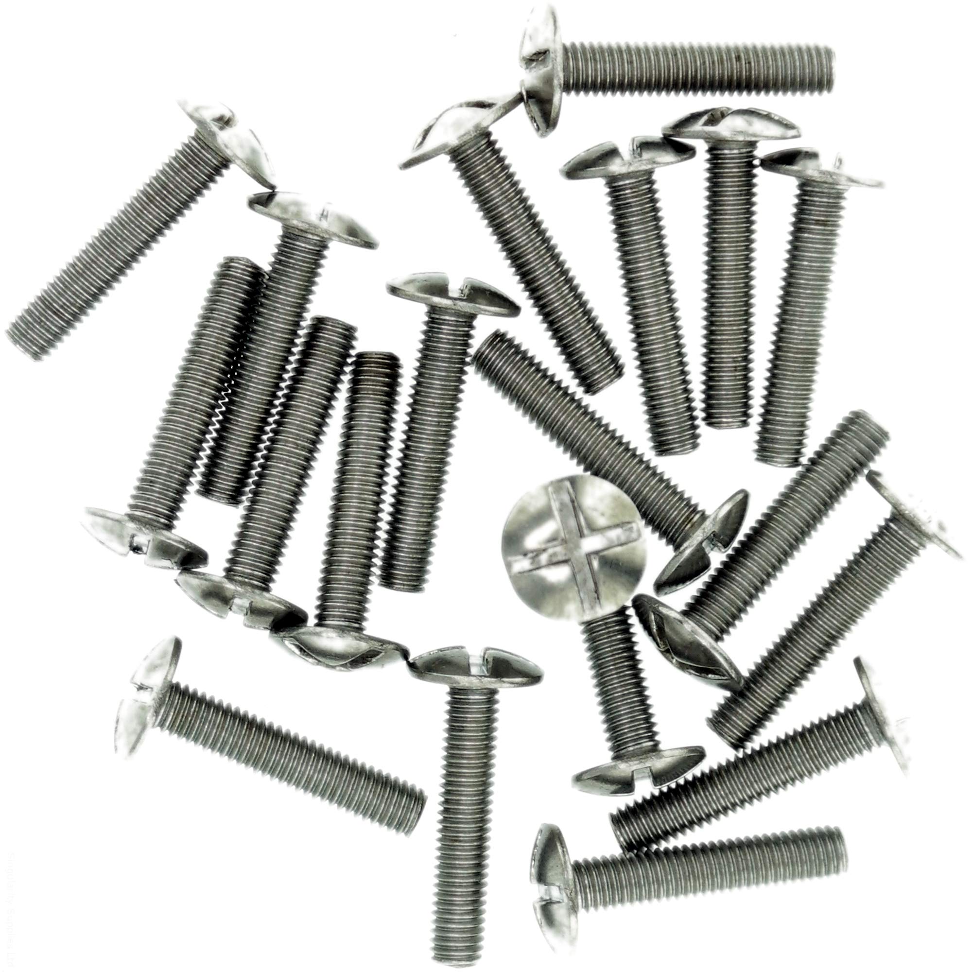 Singularity Supplies M6 (6Mm X 16Mm) Slot Mushroom Machine Screw (Bolt) (Crossed) - Stainless Steel (A2) (Pack Of 20)