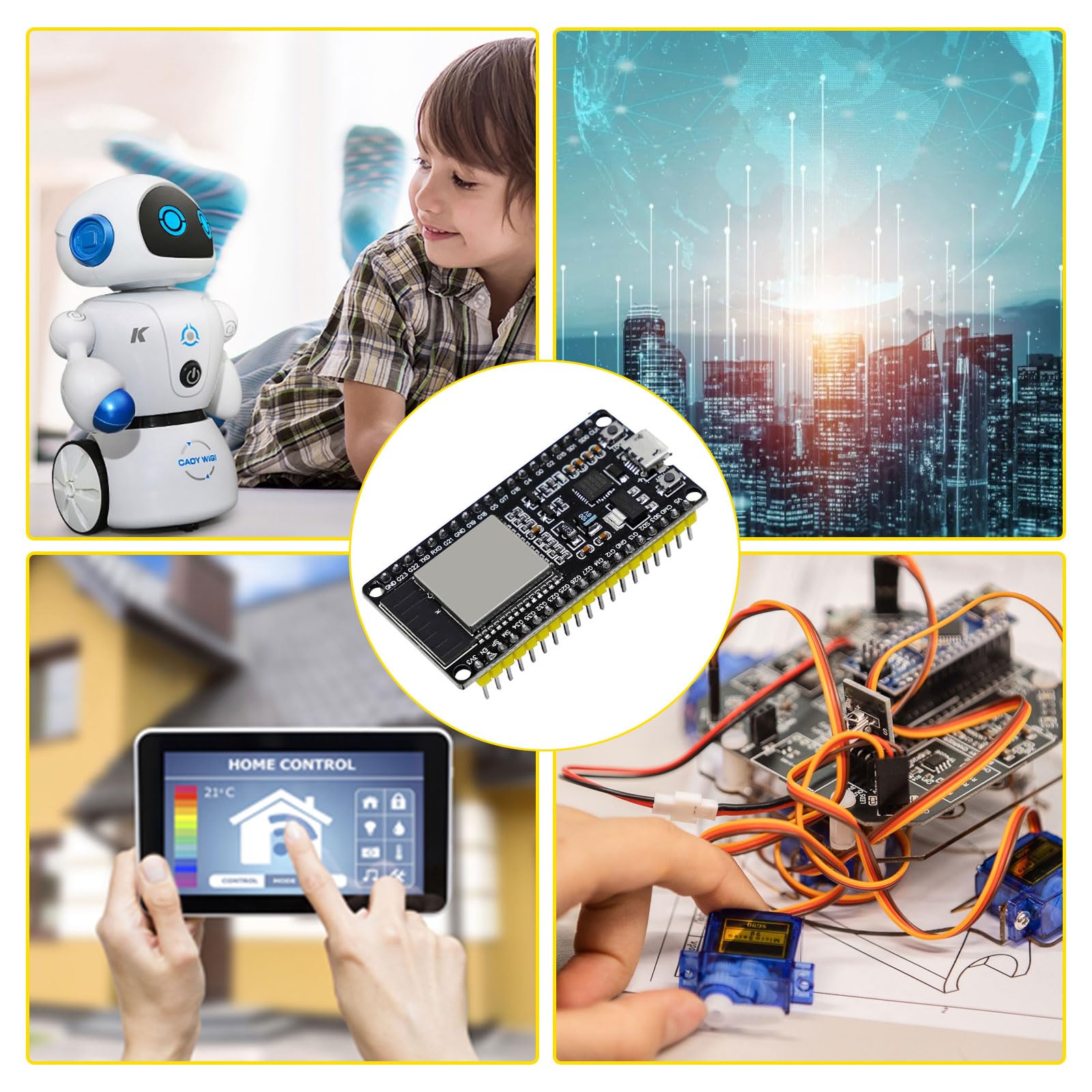 Binghe 3 Pezzi ESP Schede di sviluppo, ESP scheda madre ES2 con CP2102 Chip 2,4 GHz WiFi + Bluetooth MICRO USB Compatibile con Arduino