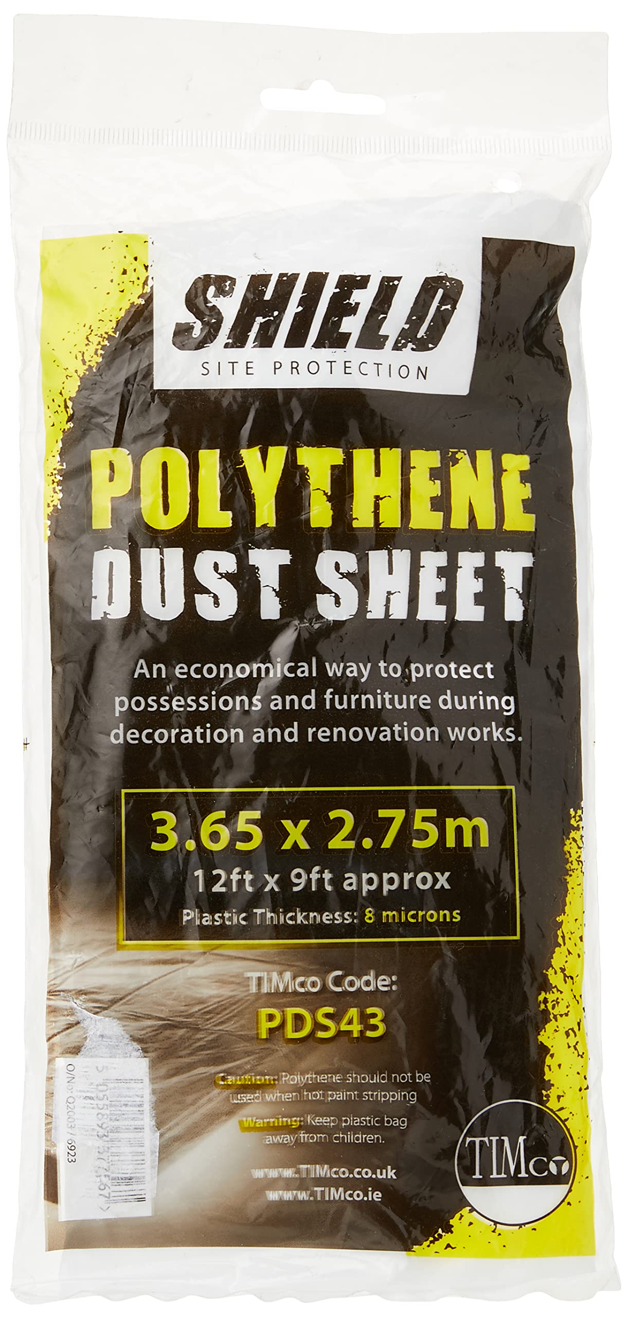 Timco Pds43 Polythene Dust Sheet 3.65M X 2.75M Bag 1