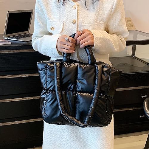 Miniatura 3 de ATQCOL Bolsa de mano acolchada para mujer, bolso de hombro acolchado ligero y acolchado, bolso hobo para niña.