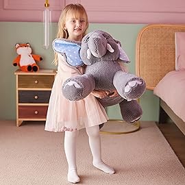 IKASA Giant Elephant Stuffed Animal Plush Toy,29 Large Big Jumbo Soft Toys, Huge Size Cute Plushy Fluffy Fat Plushie,Gifts for Kids Girls