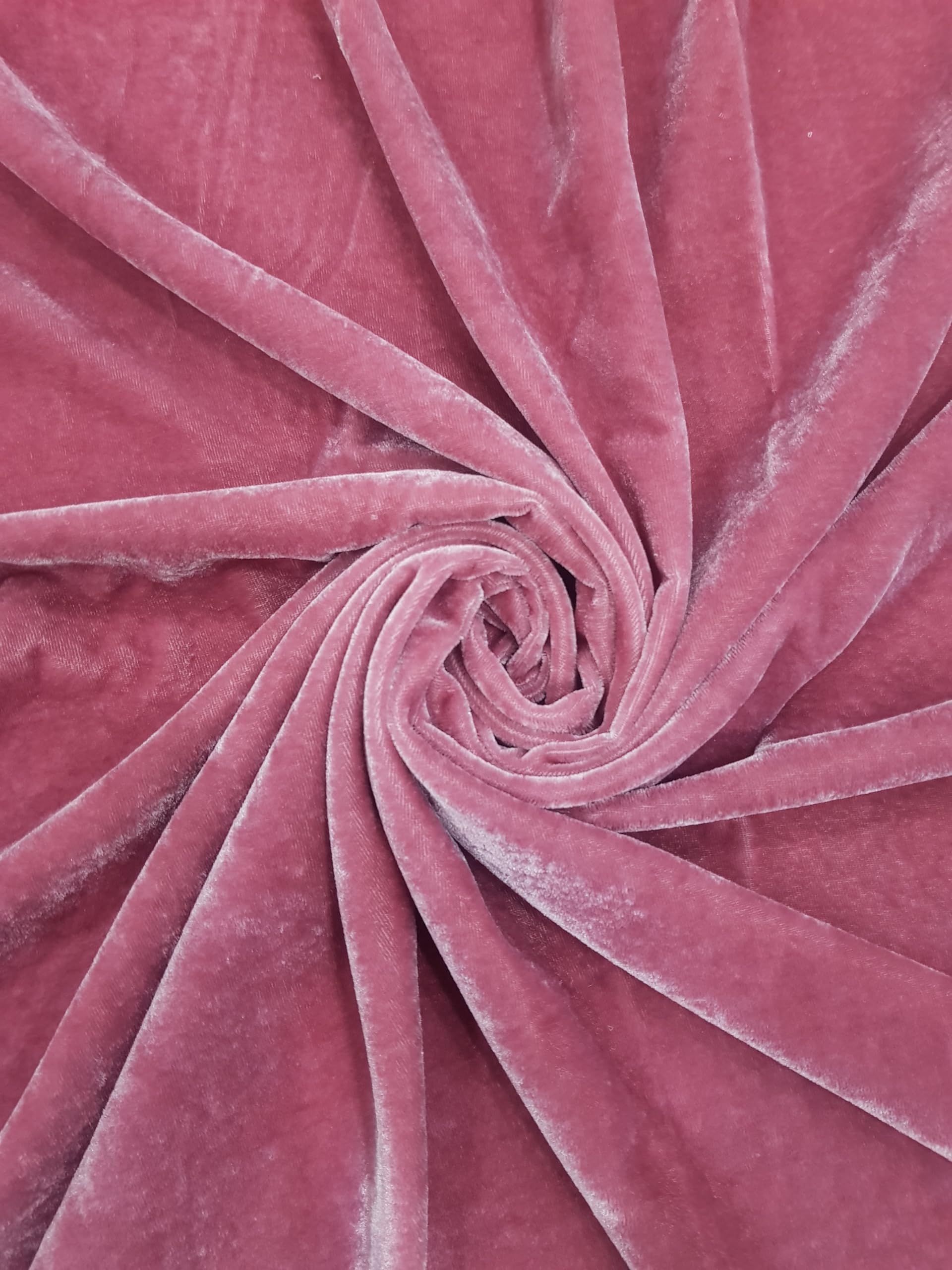 SEG Viscose Velvet Fabric in Light Pink Colour 5 Meter UNSTITVHED Fabric-image-20