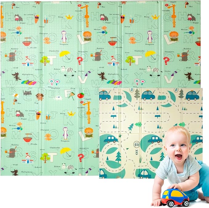 Edibaby, Alfombra Bebé Acolchada Plegable, Diseño Infantil, Colchoneta de Juegos para Suelo, Reversible, XPE, Tapete Baby Play Mat