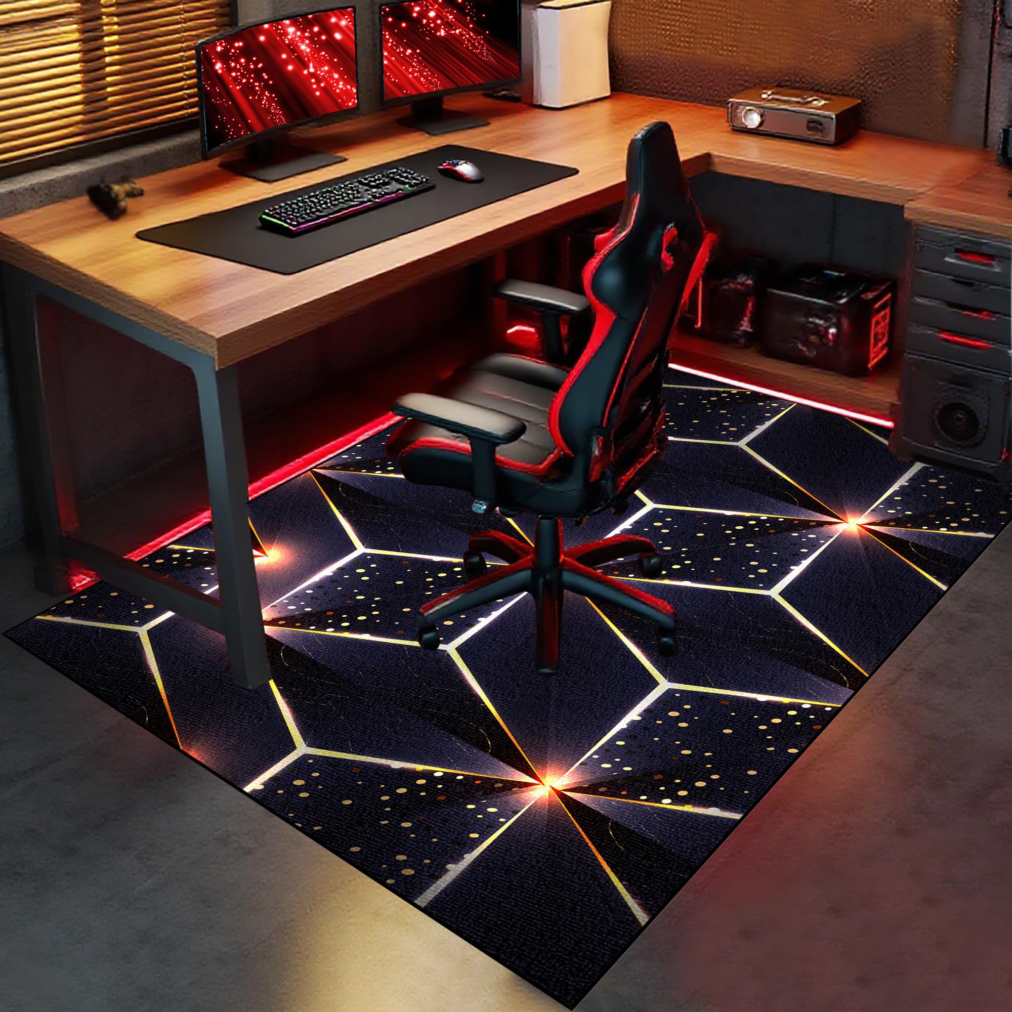 Alfombra para Silla de Escritorio Gaming 140 x 150 cm Alfombrilla para Silla Gaming Protector de Suelo para Silla Ruedas Tapete Antideslizante para Oficina Alfombrilla Protección para Suelos Duros
