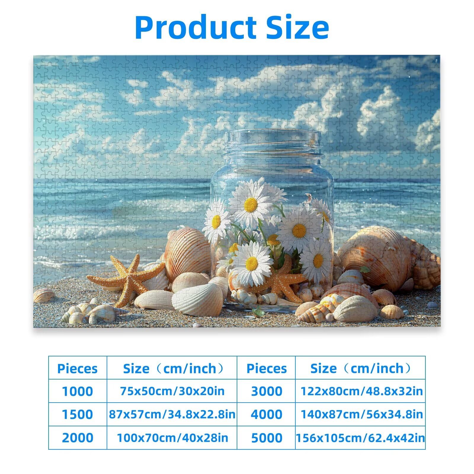 Puzzle plażowe, 1000 elementów, 1000 elementów, drewniane puzzle dla dorosłych, z ekskluzywnym pudełkiem do pakowania, klasyczne puzzle z kwiatami dla całej rodziny, duże puzzle na prezenty, dekoracje