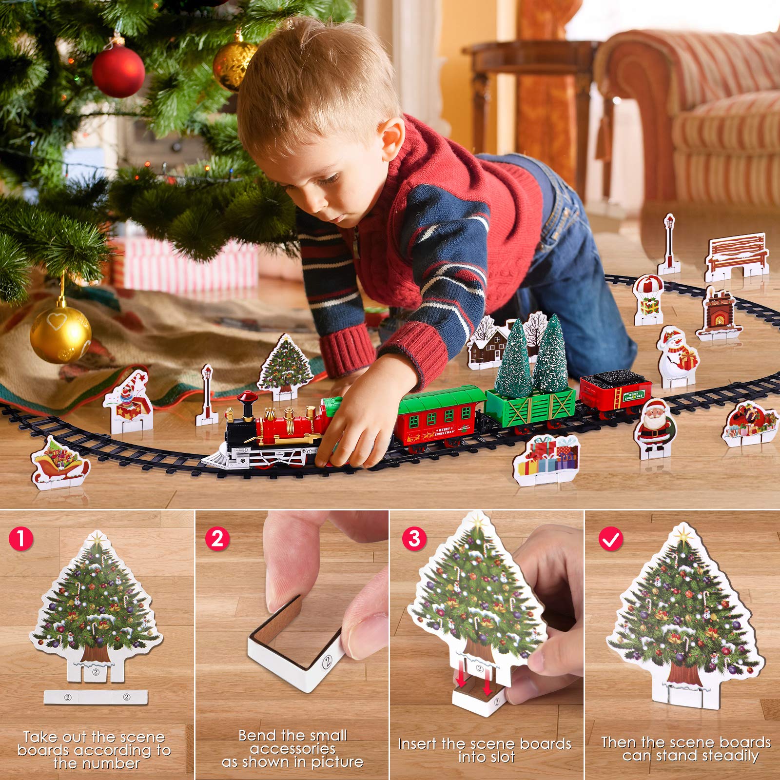 Buy iBaseToy Christmas Train Set with Controllable Sound & Light