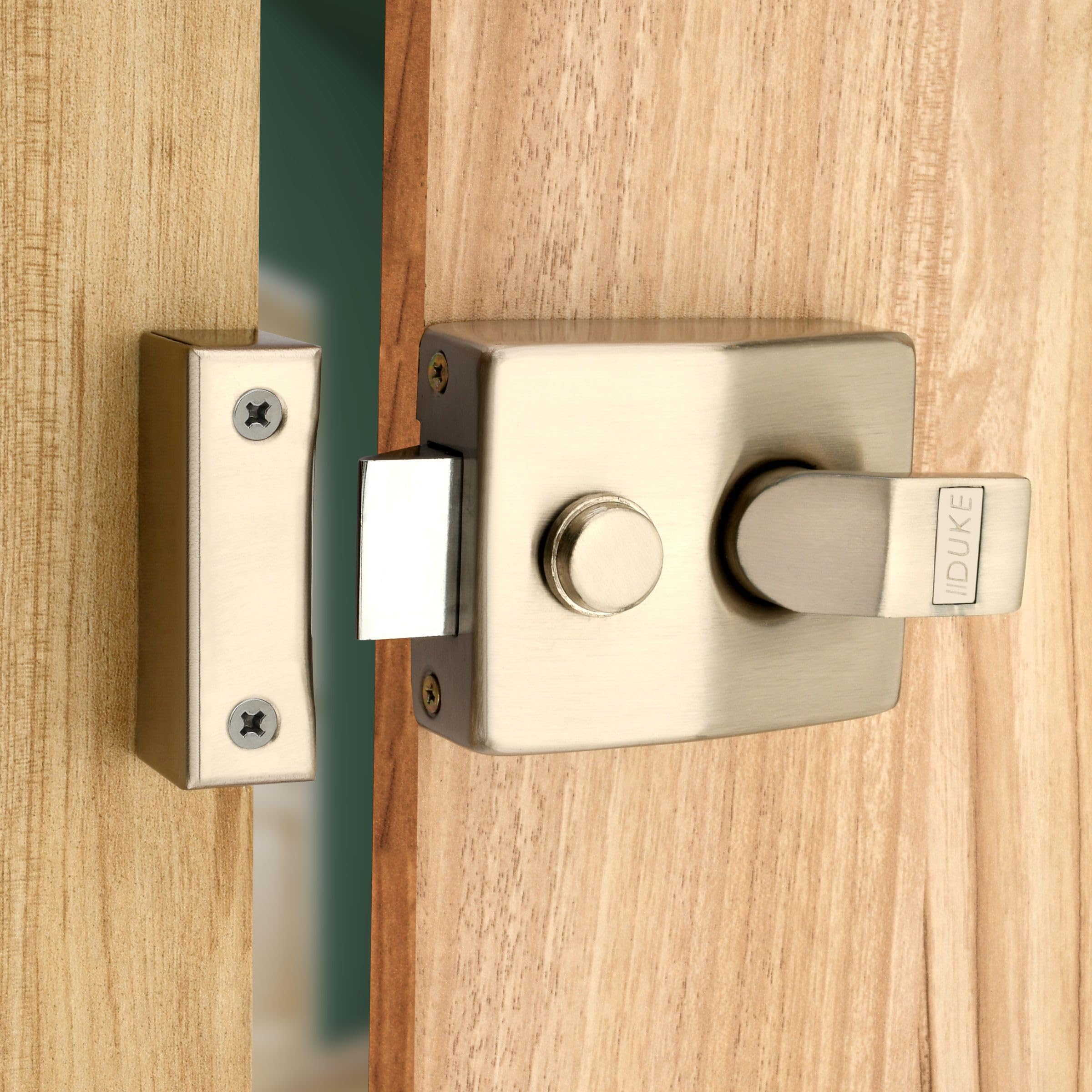 Duke Night Latch Door Lock, Satin Nickel Finish, Weather-Proof with Keys and Installation Hardware | Night Latch | Door Width 25mm-45mm| NL-ss-image-22