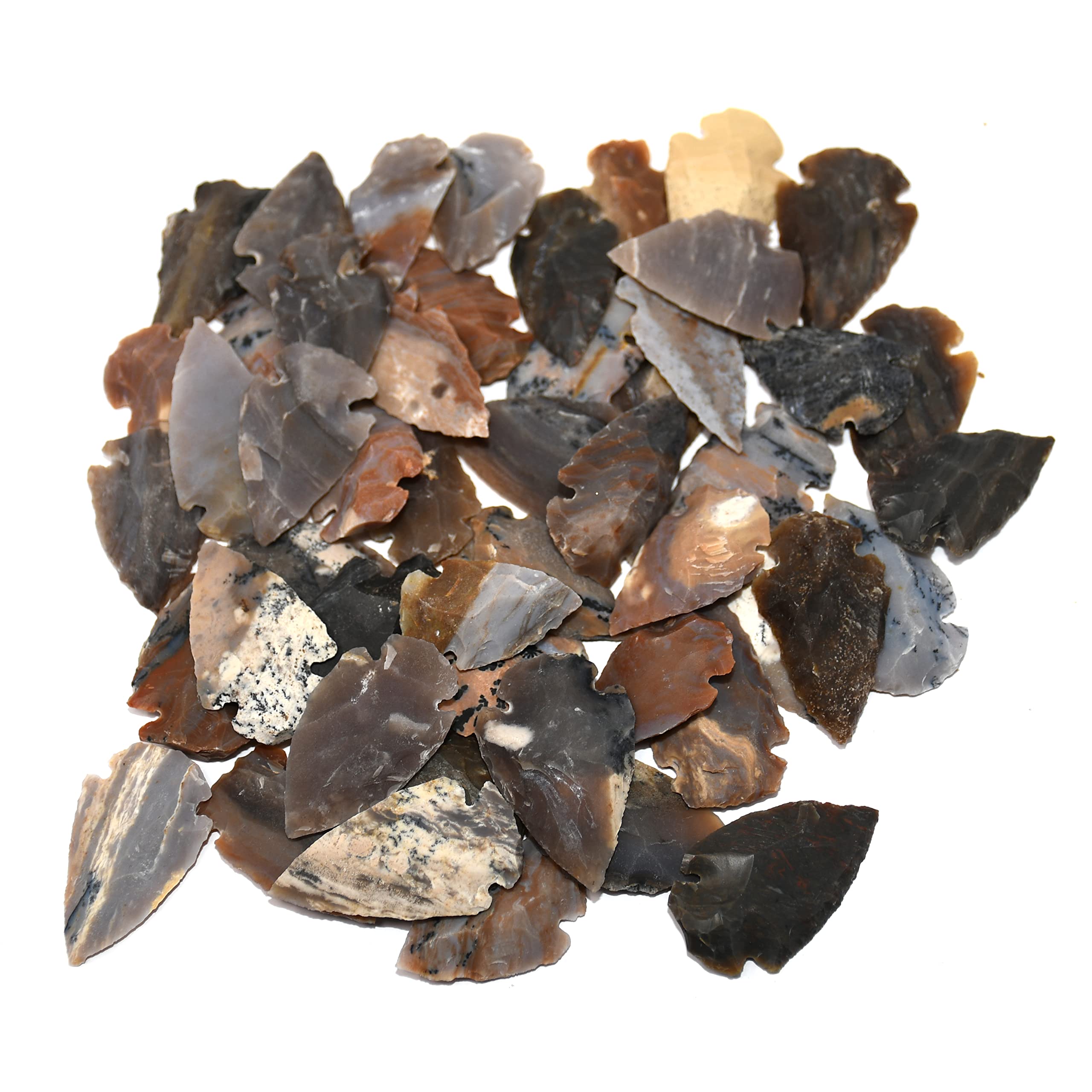 Indian Agate Hand Knapped Arrowhead Set Of 50 Pcs