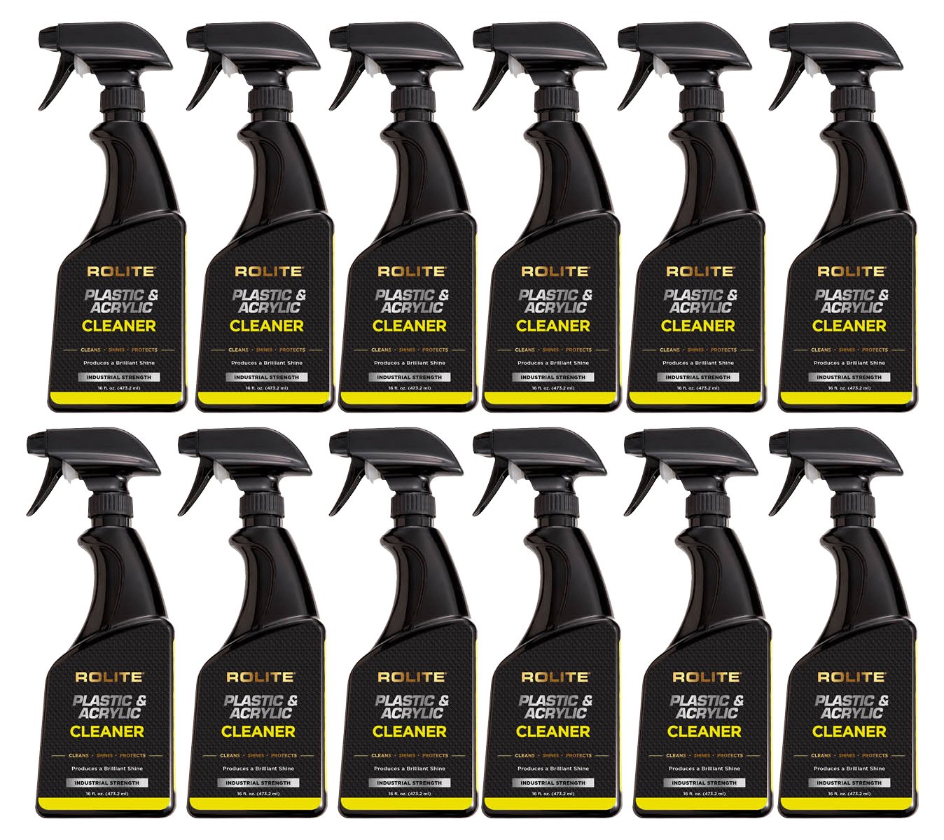 Rolite Plastic and Acrylic Cleaner Spray - High Shine Protectant and Polish For Nonporous Surfaces, Streak-Free Formula, For Windshields, Windows, Headlights, Retail Displays, 16 fl. OZ. Bottle, 12 Pack : Automotive