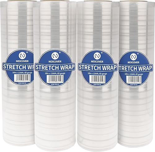 Miniatura 8 de NEXCOVER Envoltura elástica de 18 pulgadas, 1200 pies, calibre 60, 2 rollos de película elástica autoadhesiva de plástico transparente para