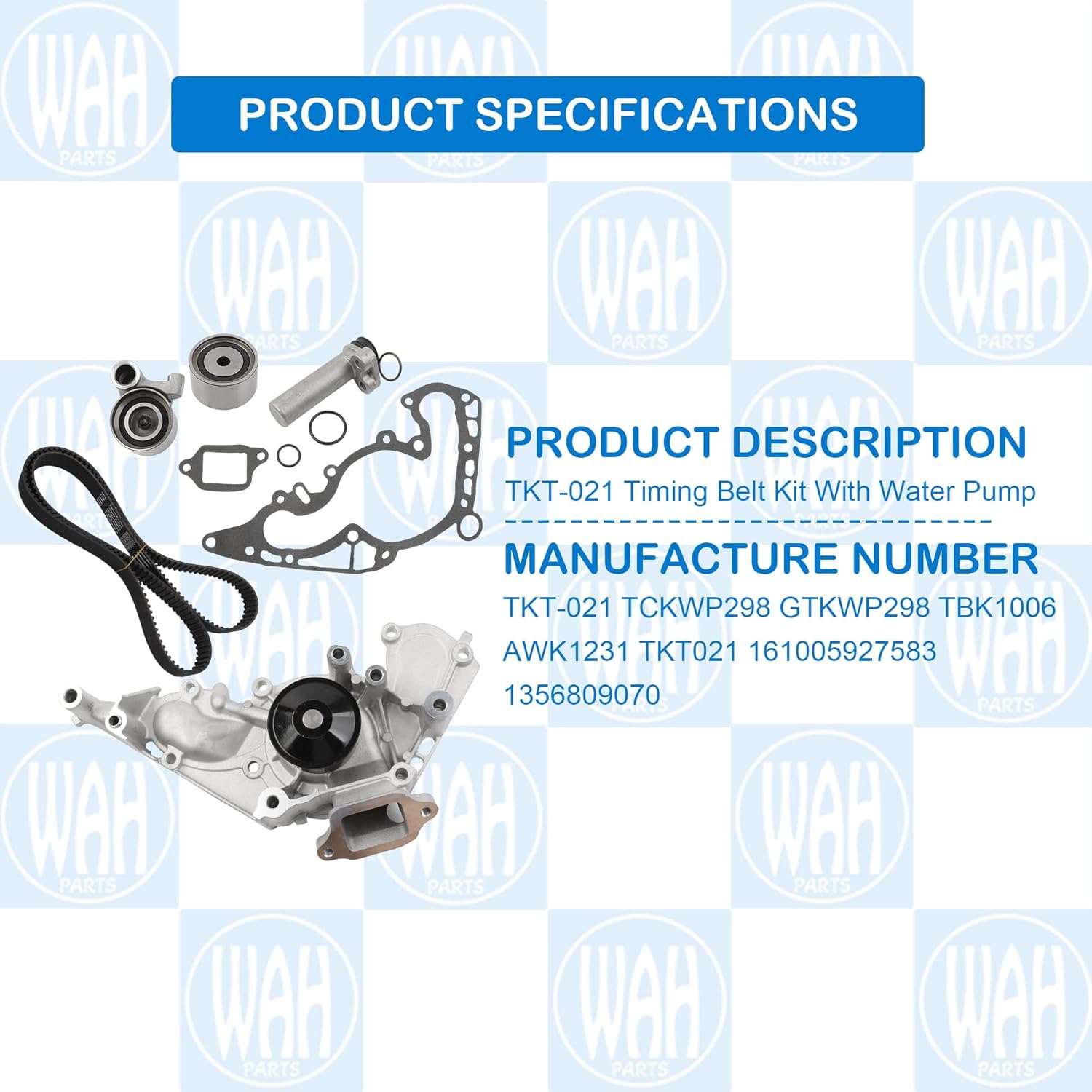 TKT-021 Timing Belt Kit With Water Pump Compatible With 1998-2009 Lexus GS430 GX470 LS400 LS430 LX470 SC400 SC430 Toyota 4Runner Land Cruiser Sequoia Tundra