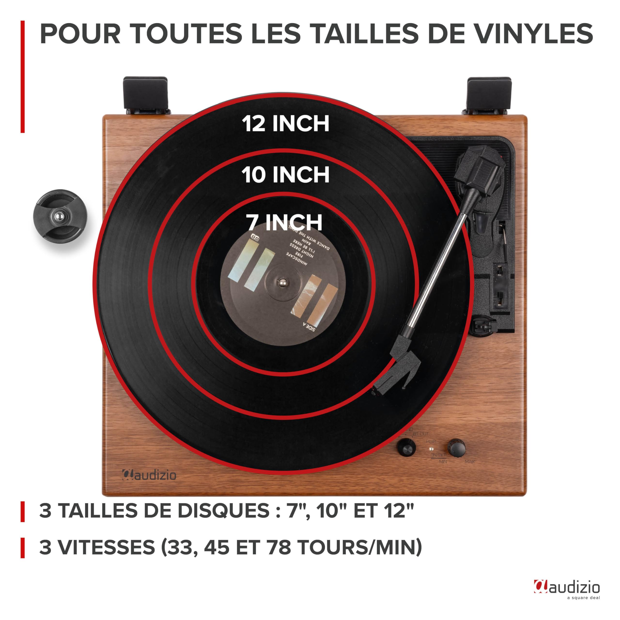 Audizio RP112AL Platine Vinyle Bluetooth in & Out - Chêne, Haut-parleurs stéréo intégrés, Lecture disques 33, 45 et 78 Tours, Une Platine idéale pour décorer et écouter Vos vinyles