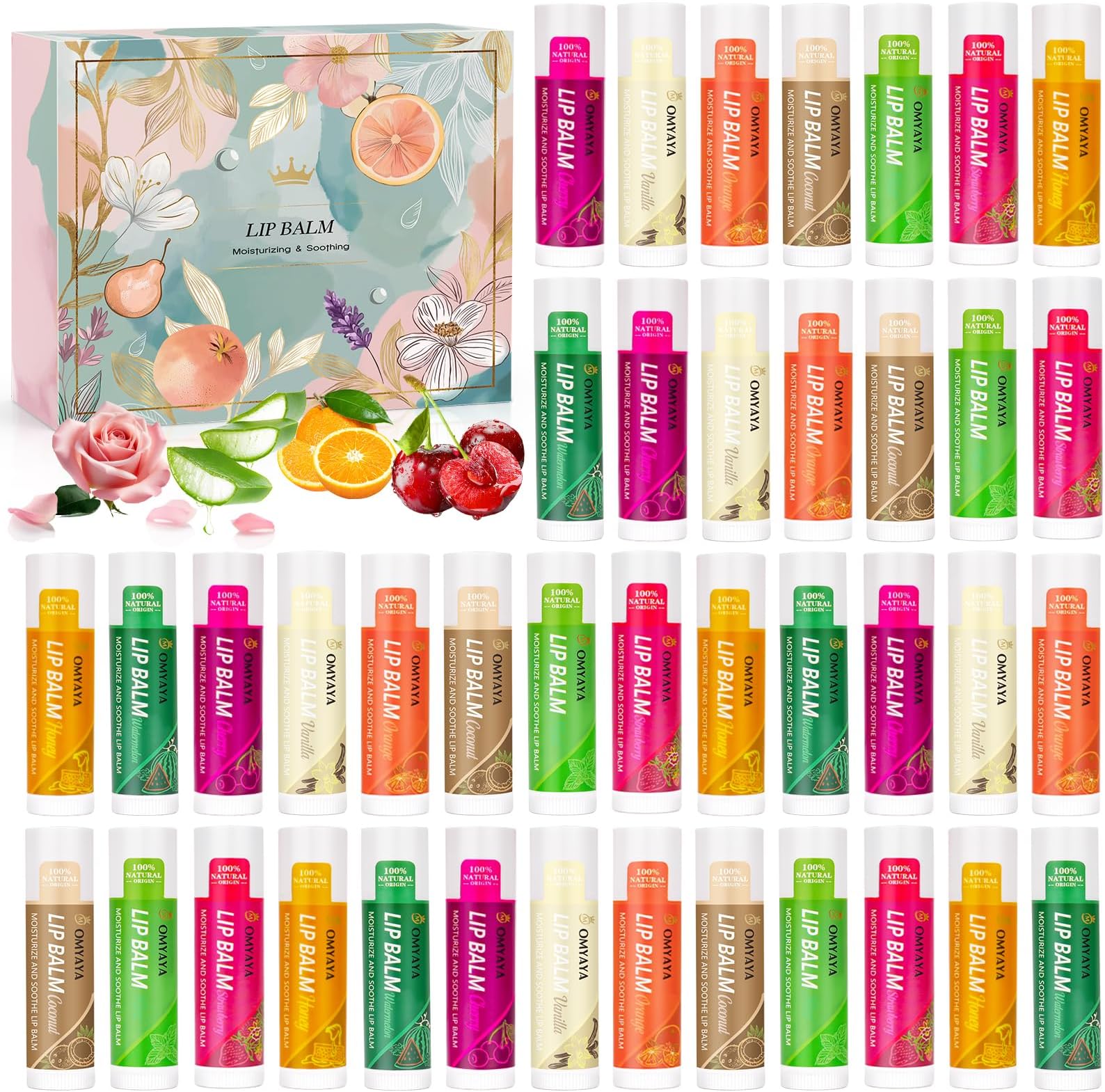 40 Pack Lip Balm Set, Moisturizing Lip Balm, Bulk Gift For Women, Small Gifts with 8 Scents for Dry Chapped Lips, Party Favors Bulk Gift for Teacher, Girlfriends, Corworkers