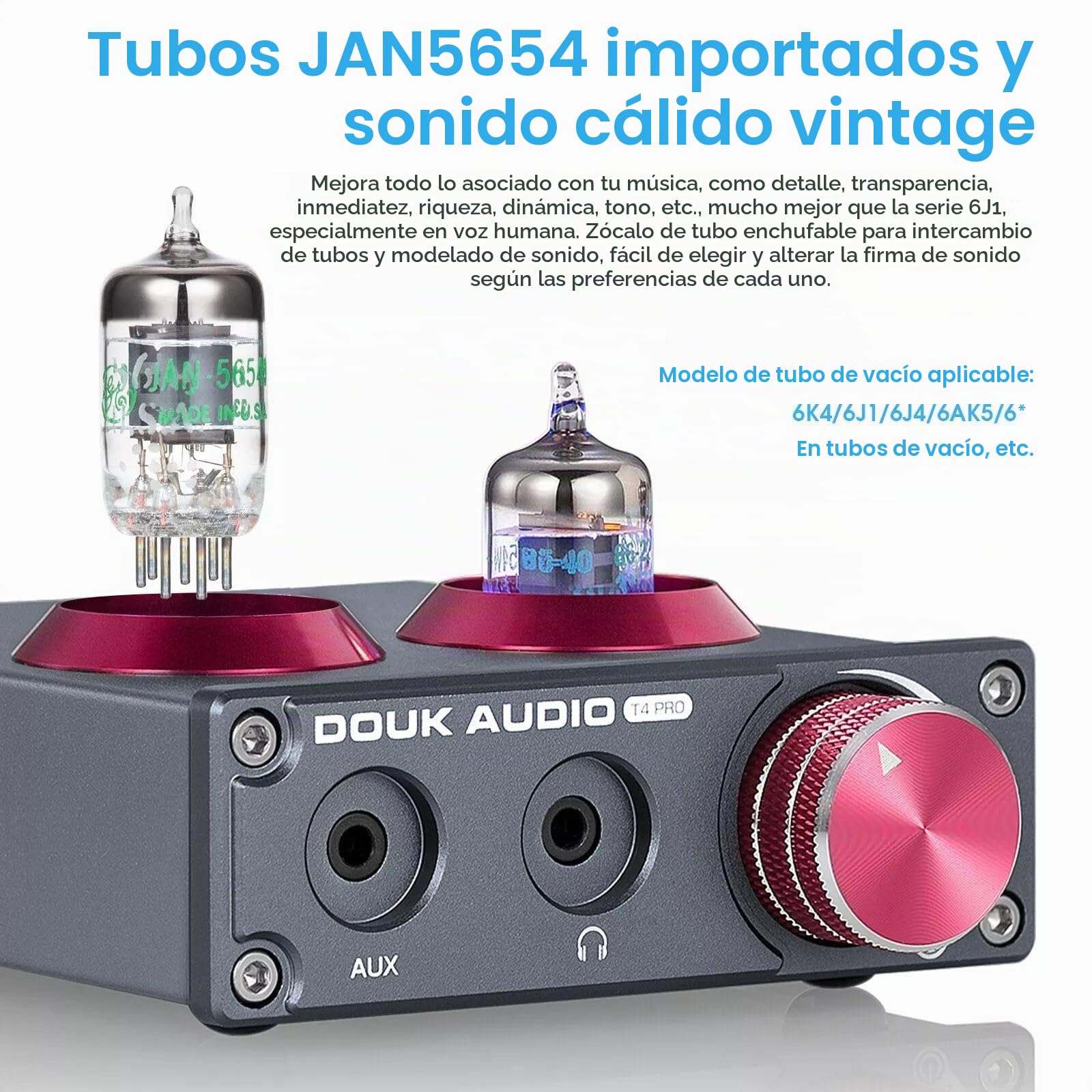 Douk Audio Mini 5654 Preamplificador Phono de Tubo de vacío Preamplificador de Audio estéreo para el hogar Amplificador de Auriculares