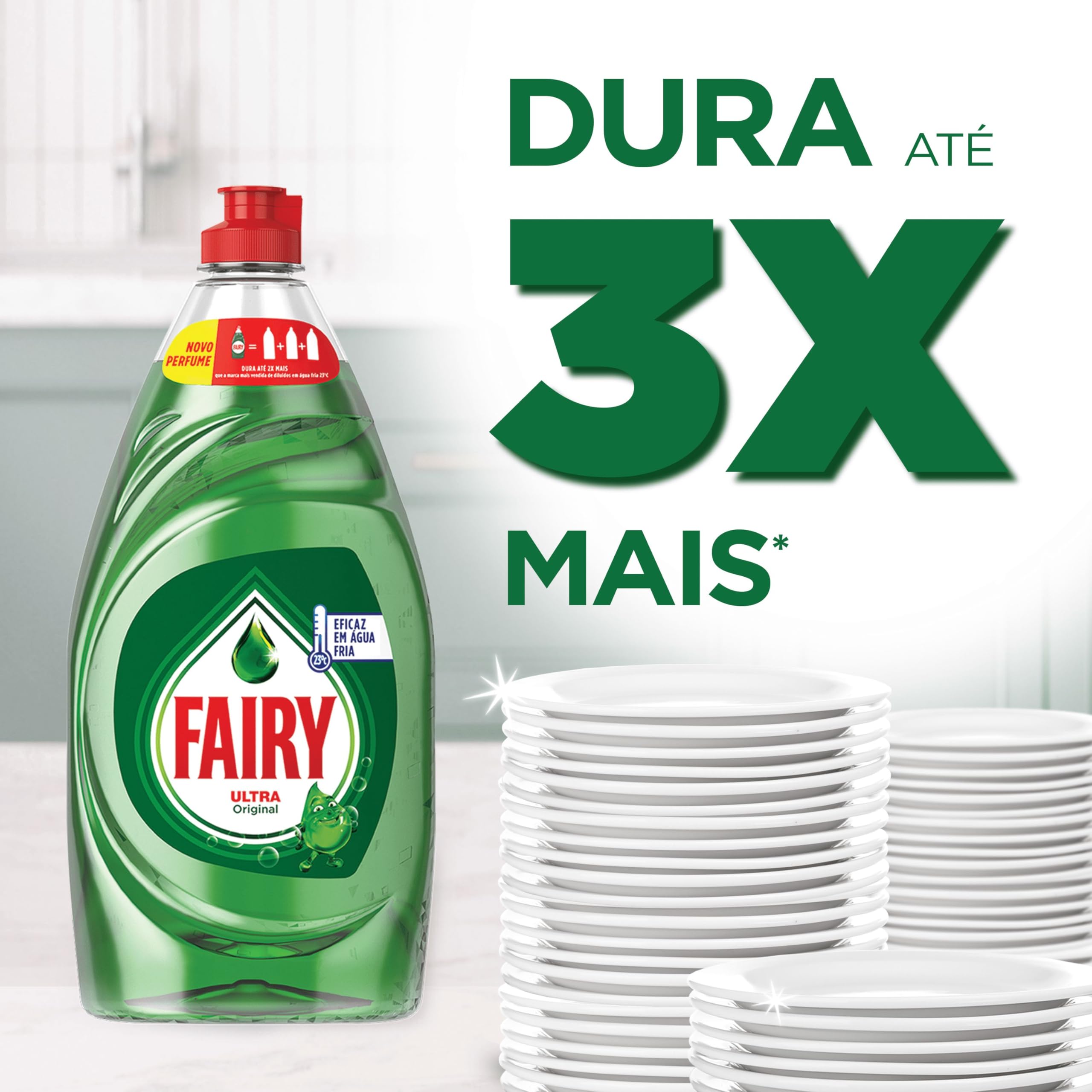 Fairy Ultra Poder Original Líquido Lavavajillas 4x900ML Fórmula Efectiva Que Deja Los Platos Relucientes, Impresionante Poder Antigrasa