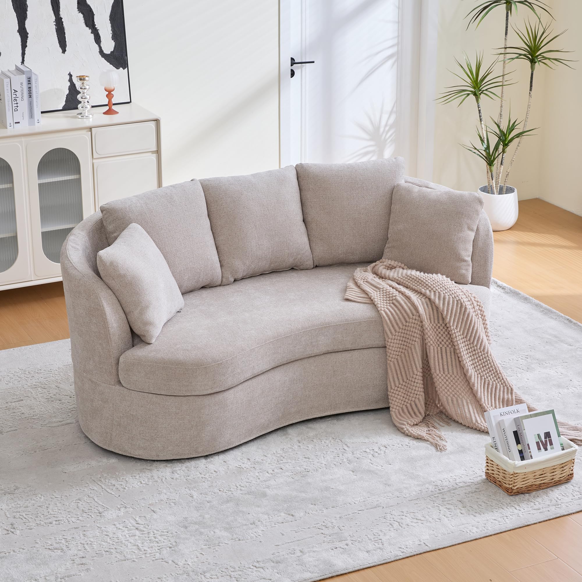 Photo 1 of ***UPDATED 5/31**partial set****KEIKI 74” Curved Loveseat Sofa, Curved Couches with 4 Removable Cushions, Modern Luxury Plush Chenille Extra-Deep Seat Sofa for Small Spaces, Living Rooms, Bedroom, Black