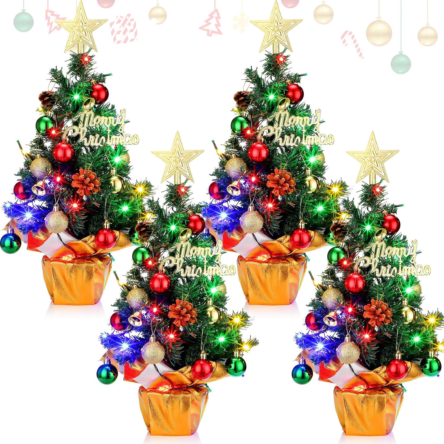 Wettarn 4 Pieces Mini Tabletop Christmas Tree 24 Inch