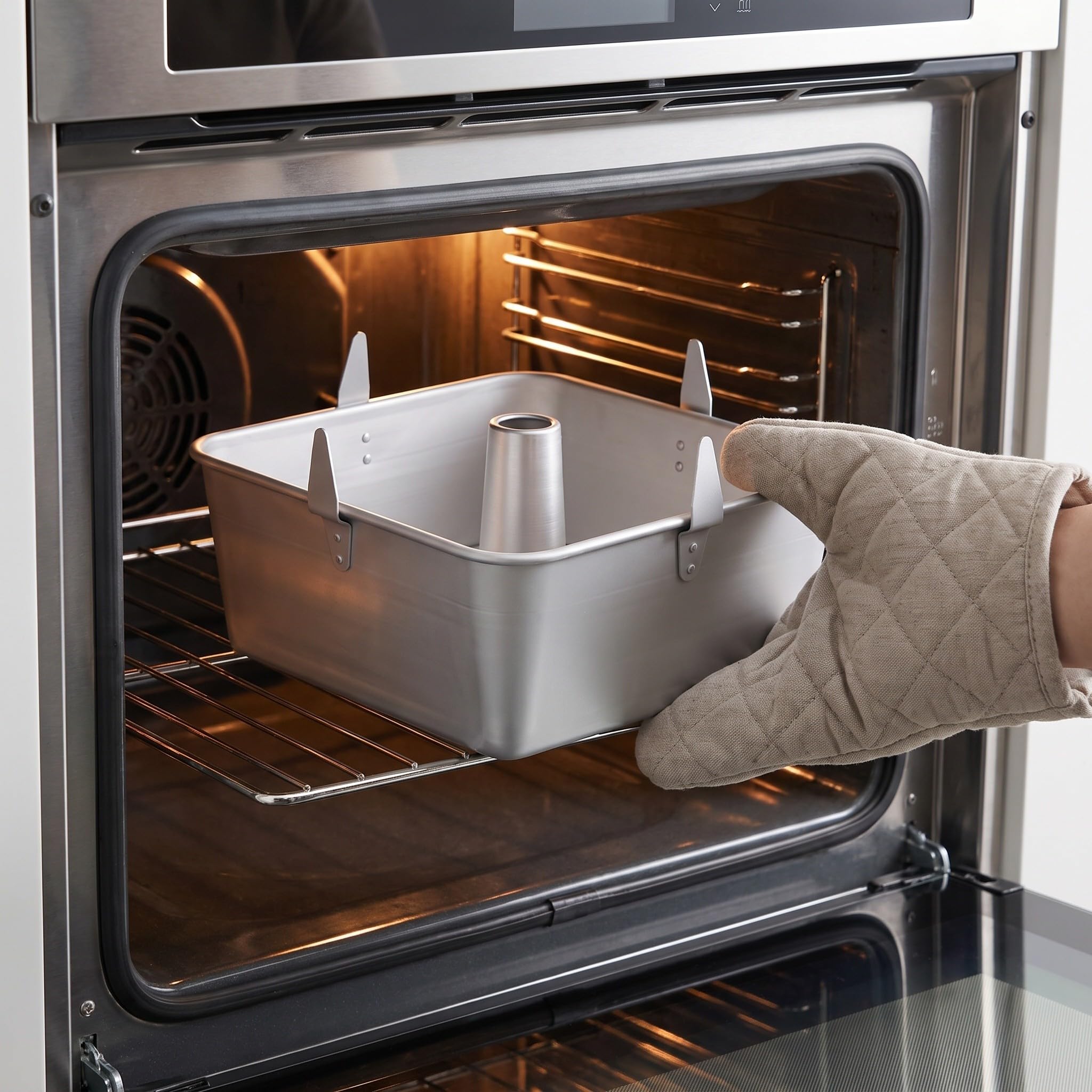OSALADI Forma do pieczenia ciasta Angel Food z wyjmowanym dnem, 10-calowa aluminiowa forma do ciasta musowego, wyjmowana do pieczenia głębokiej tuby do sernika szyfonowego