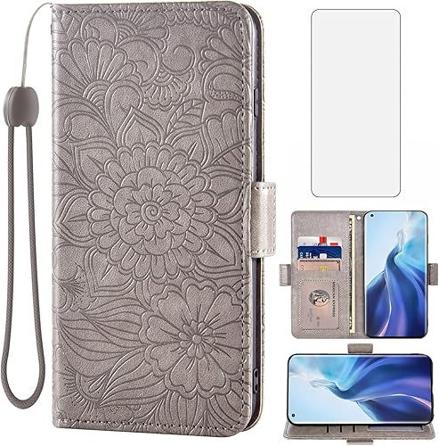 Compatible con Xiaomi Mi 11 Lite 4G5G - Funda tipo cartera y protector de pantalla de vidrio templado, soporte para tarjetas, soporte magnético de