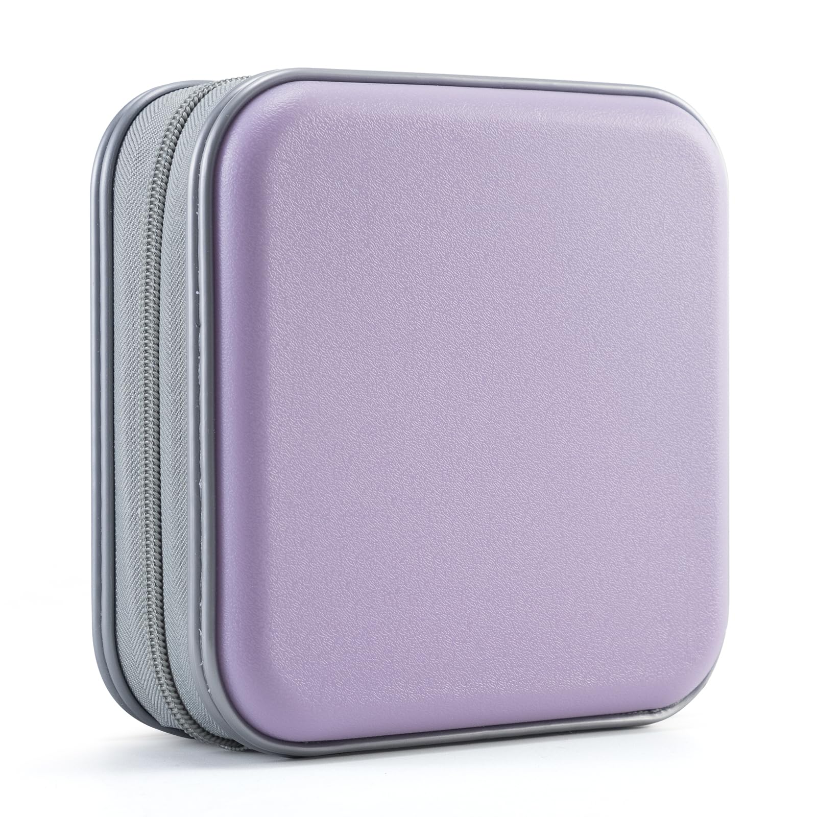 UENTIP CD Case,48 Capacity Hard Plastic Portable Travel DVD Case Protective Zipper CD Case Holder Car Storage Wallet Bag(Lavender)
