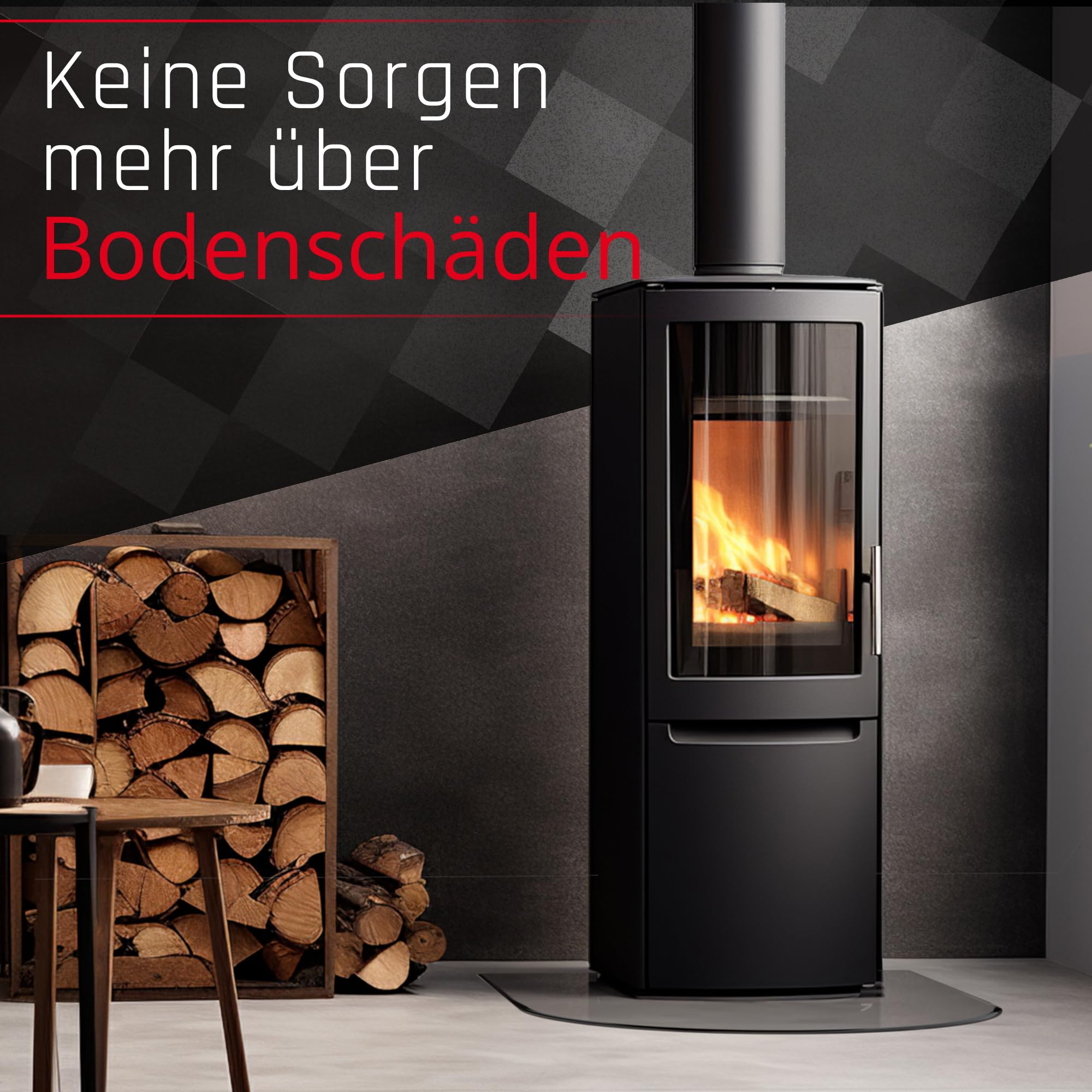 BIJON Glasplatte Rundbogen für Kaminofen mit Dichtlippe, Glasbodenplatte - Funkenschutzplatte Glas mit Facettenschliff, Kamin Hitzeschutz, ESG Sicherheitsglas 120 x 100 cm x 8mm